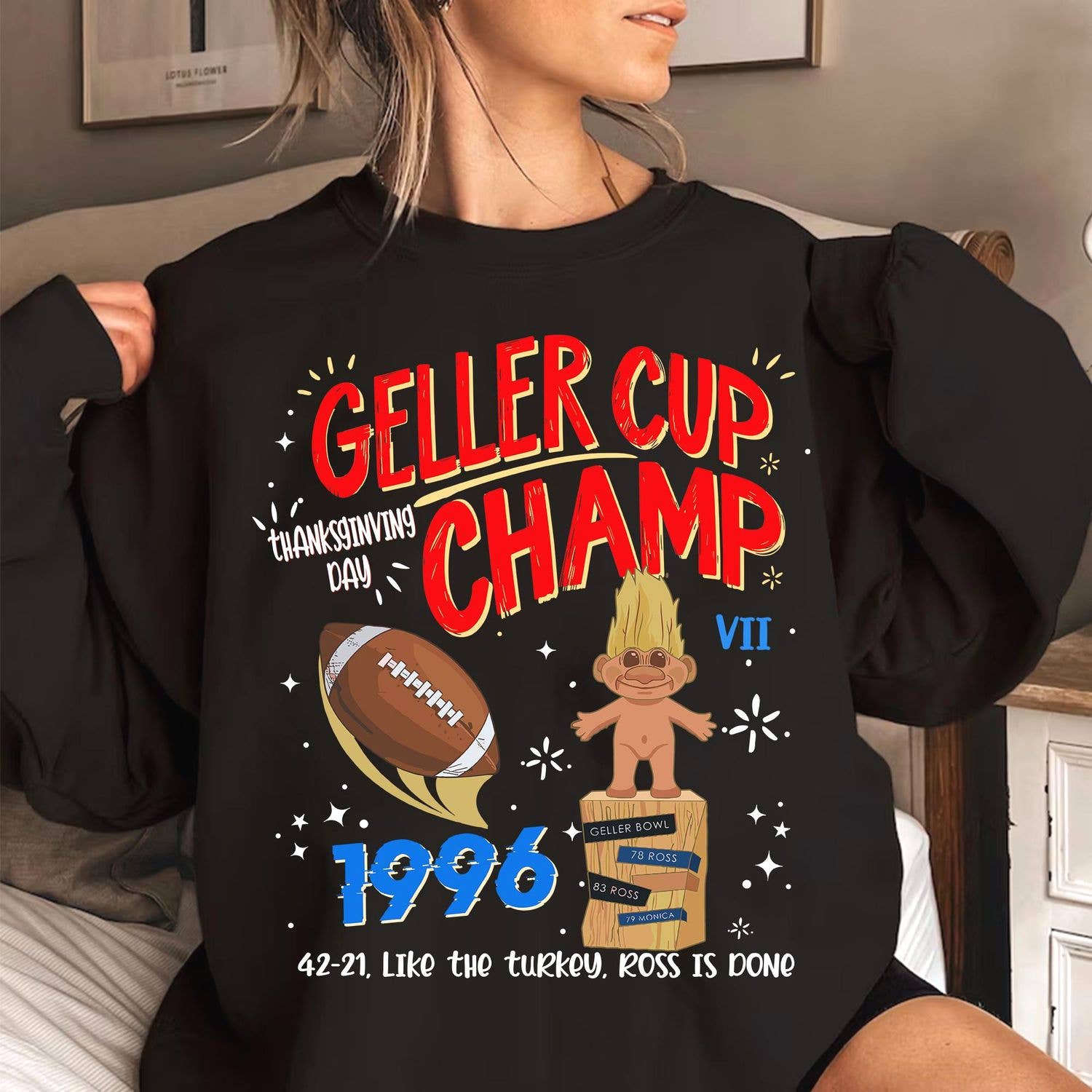 Geller Bowl 1996 Shirt - Friends Thanksgiving Monica Vs Ross Hoodie, Sweatshirt | PodTeesHub.com