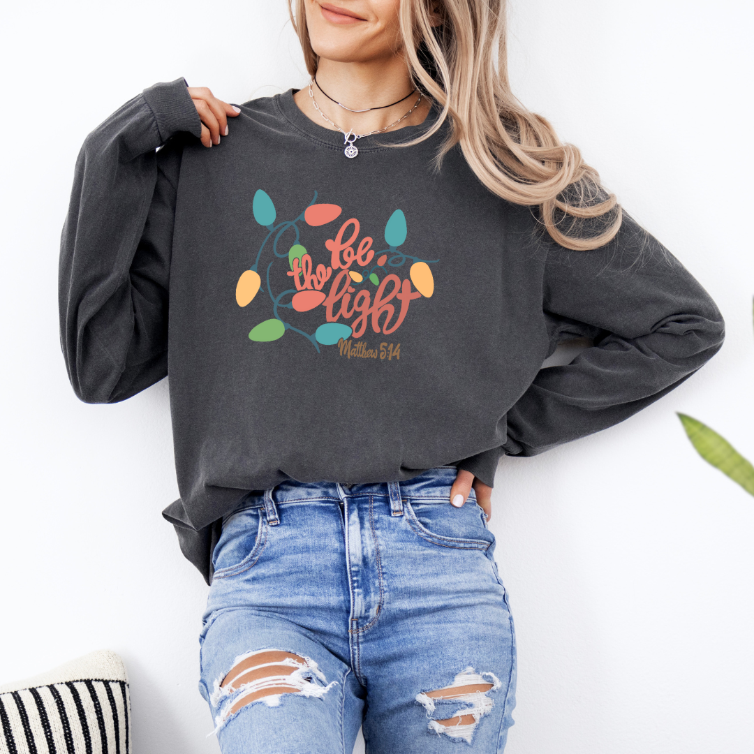 Be the Light Christmas Long Sleeve Tee - Graphic Tee Hoodie, Sweatshirt | PodTeesHub.com