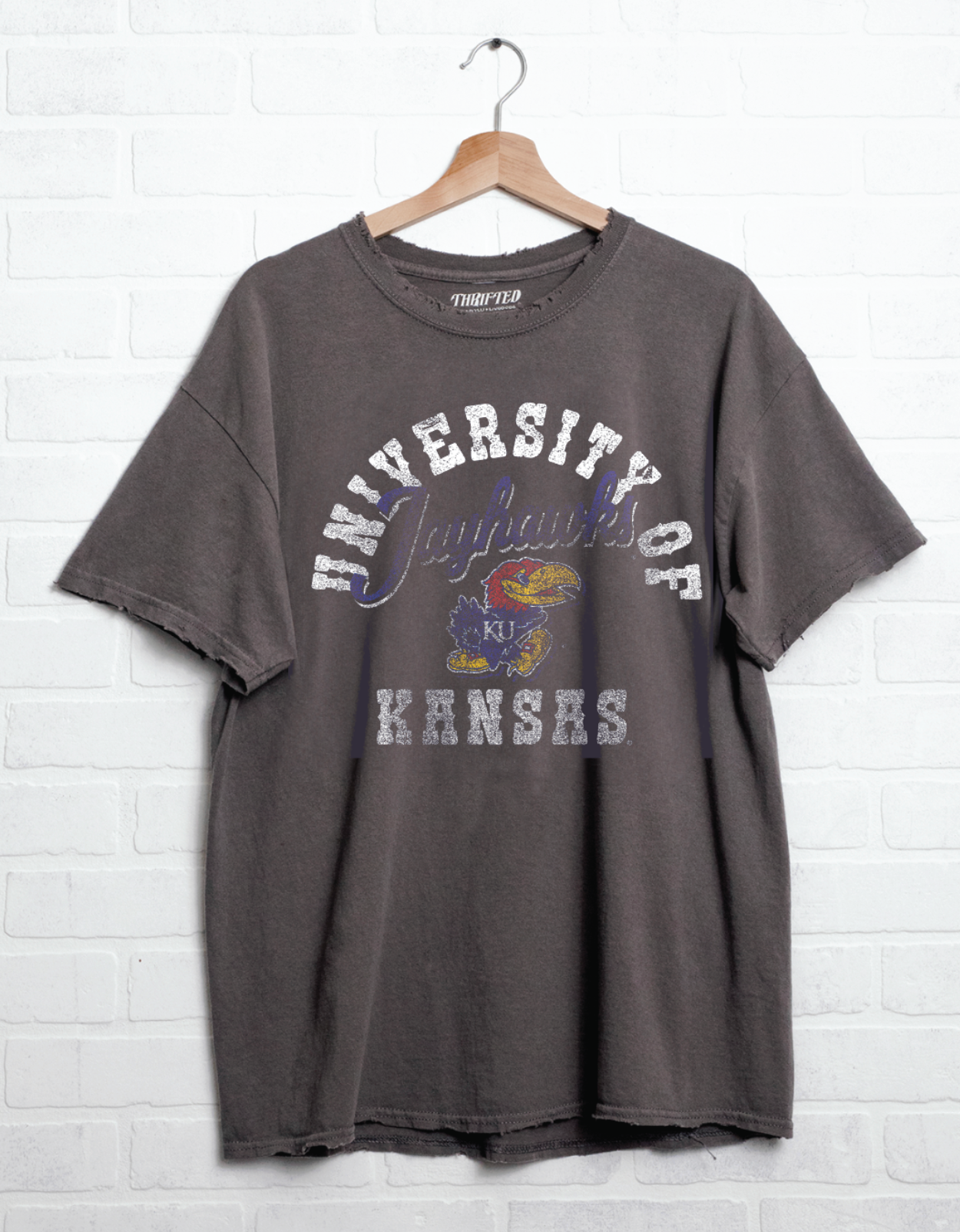 Ku Jayhawks Draft Charcoal Thrifted Tee Hoodie, Sweatshirt | PodTeesHub.com