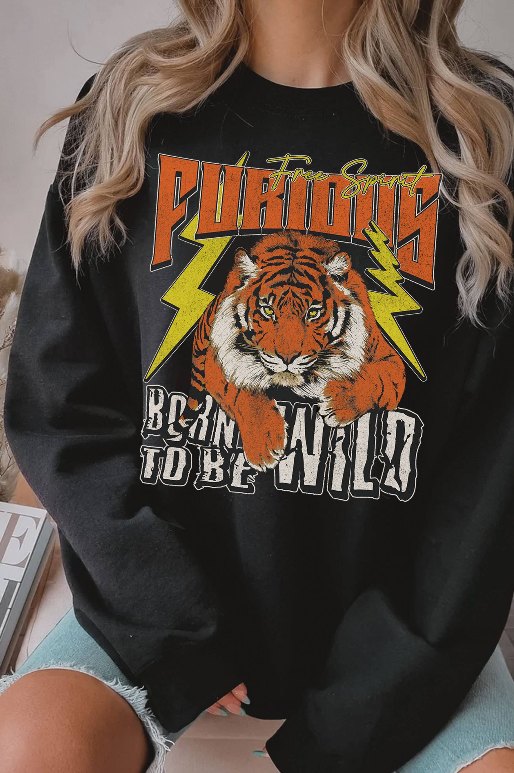 Furious Tiger Free Spirit Born To Be Wild Brushed Sweatshirt T-Shirts, Hoodie | PodTeesHub.com