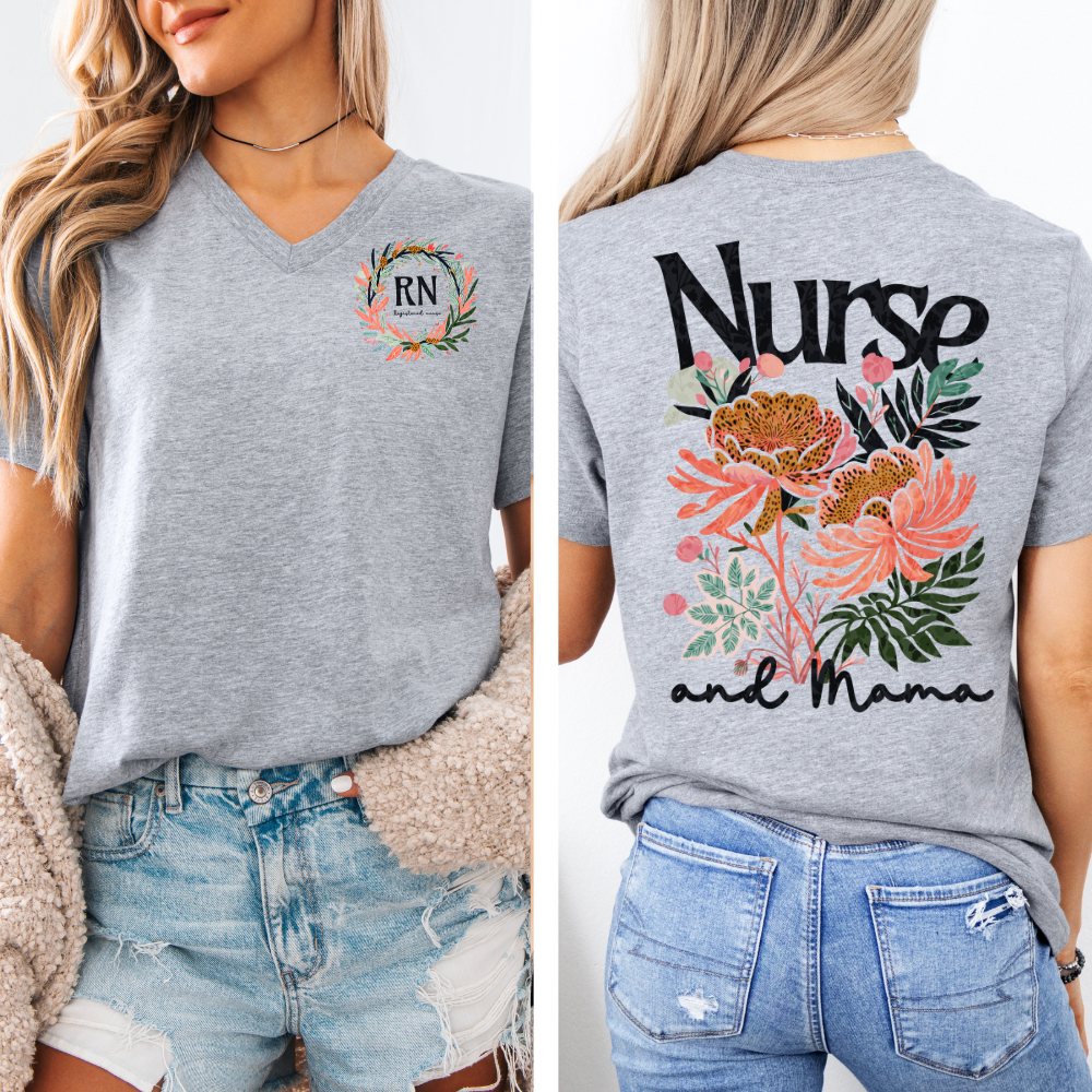 Nurse and Mama | Women's V-Neck T-Shirt Hoodie, Sweatshirt | PodTeesHub.com