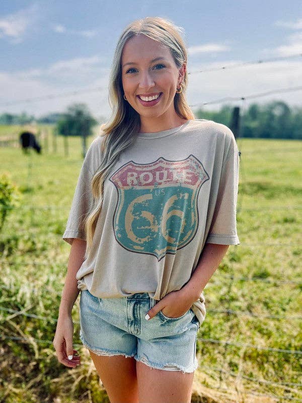 Route 66 Distressed Road Sign Tee Hoodie, Sweatshirt | PodTeesHub.com