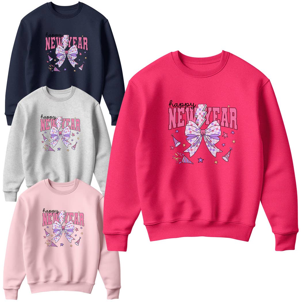 Happy New Year Ribbon Logo Fleece Sweatshirt T-Shirts, Hoodie | PodTeesHub.com