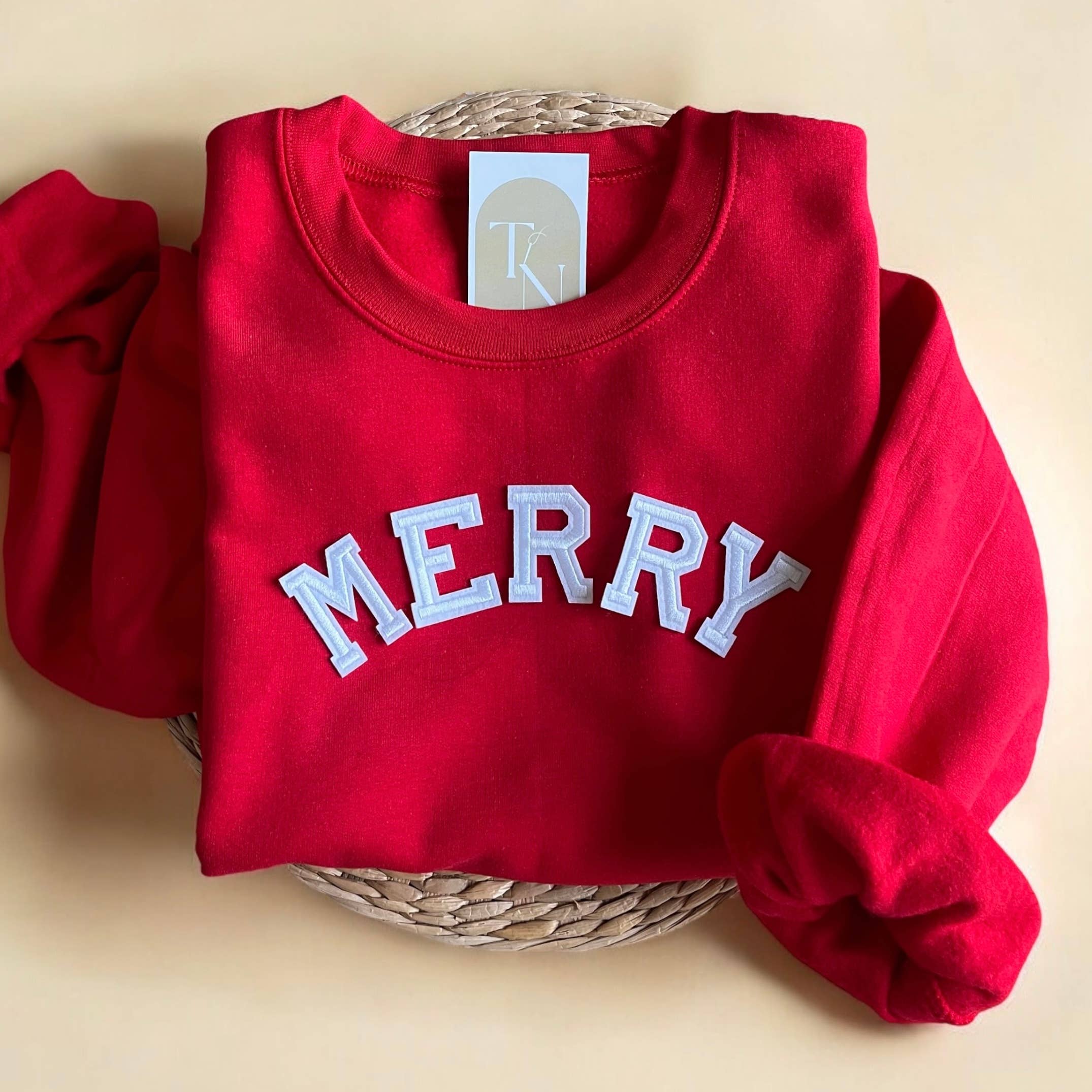 Merry Crewneck Sweatshirt, Holiday Sweaters For Women T-Shirts, Hoodie | PodTeesHub.com