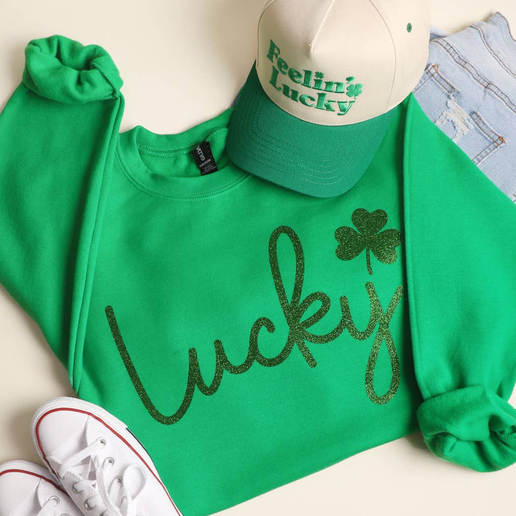 Lucky Script Glitter Heavyweight Fleece Sweatshirt T-Shirts, Hoodie | PodTeesHub.com