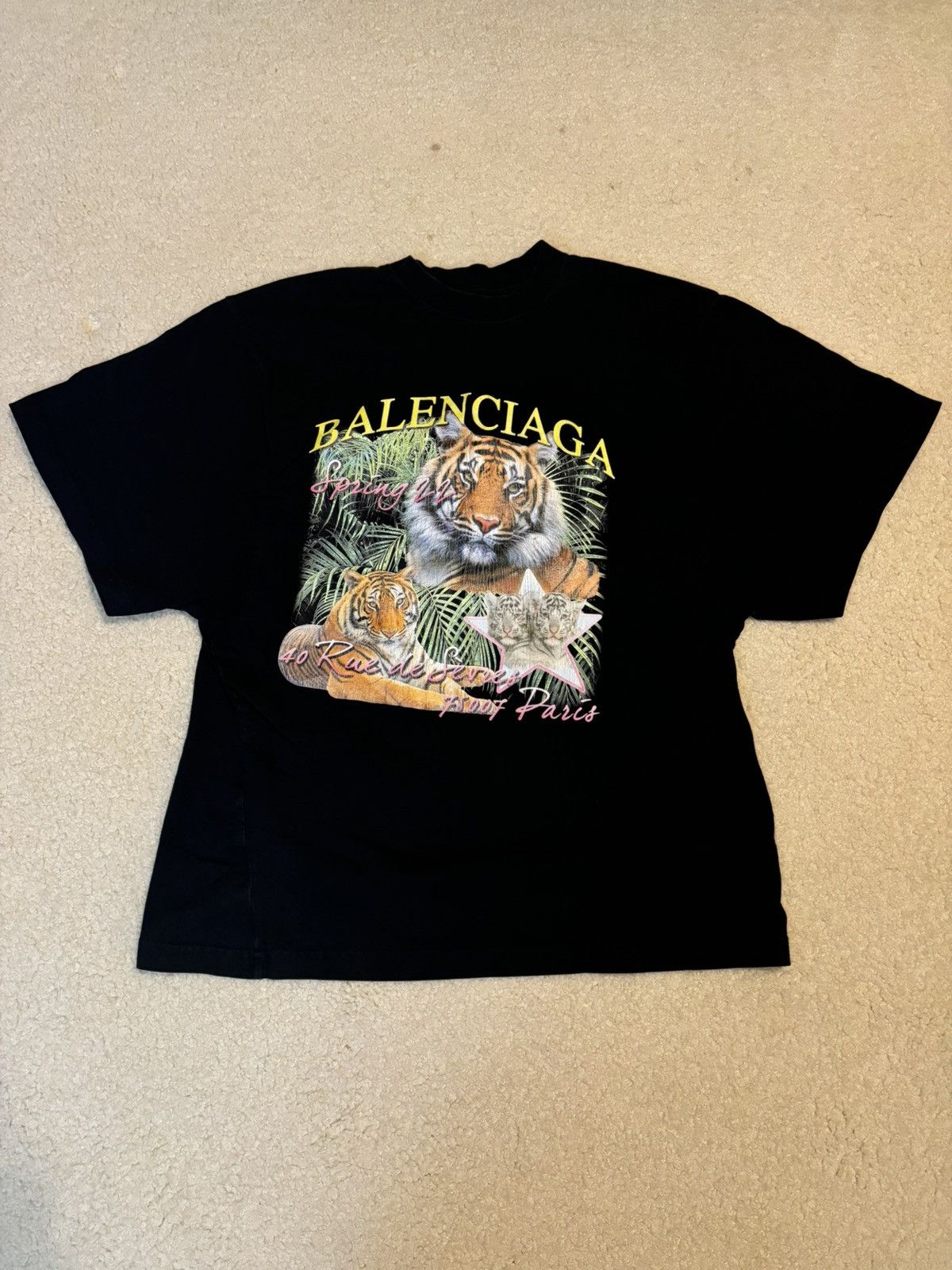 Balenciaga Year Of The Tiger Distressed Graphic Tee Black Hoodie, Sweatshirt | PodTeesHub.com