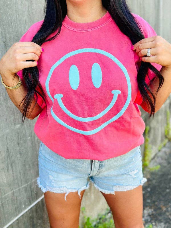 Aqua Happy Face Puff Tee Hoodie, Sweatshirt | PodTeesHub.com