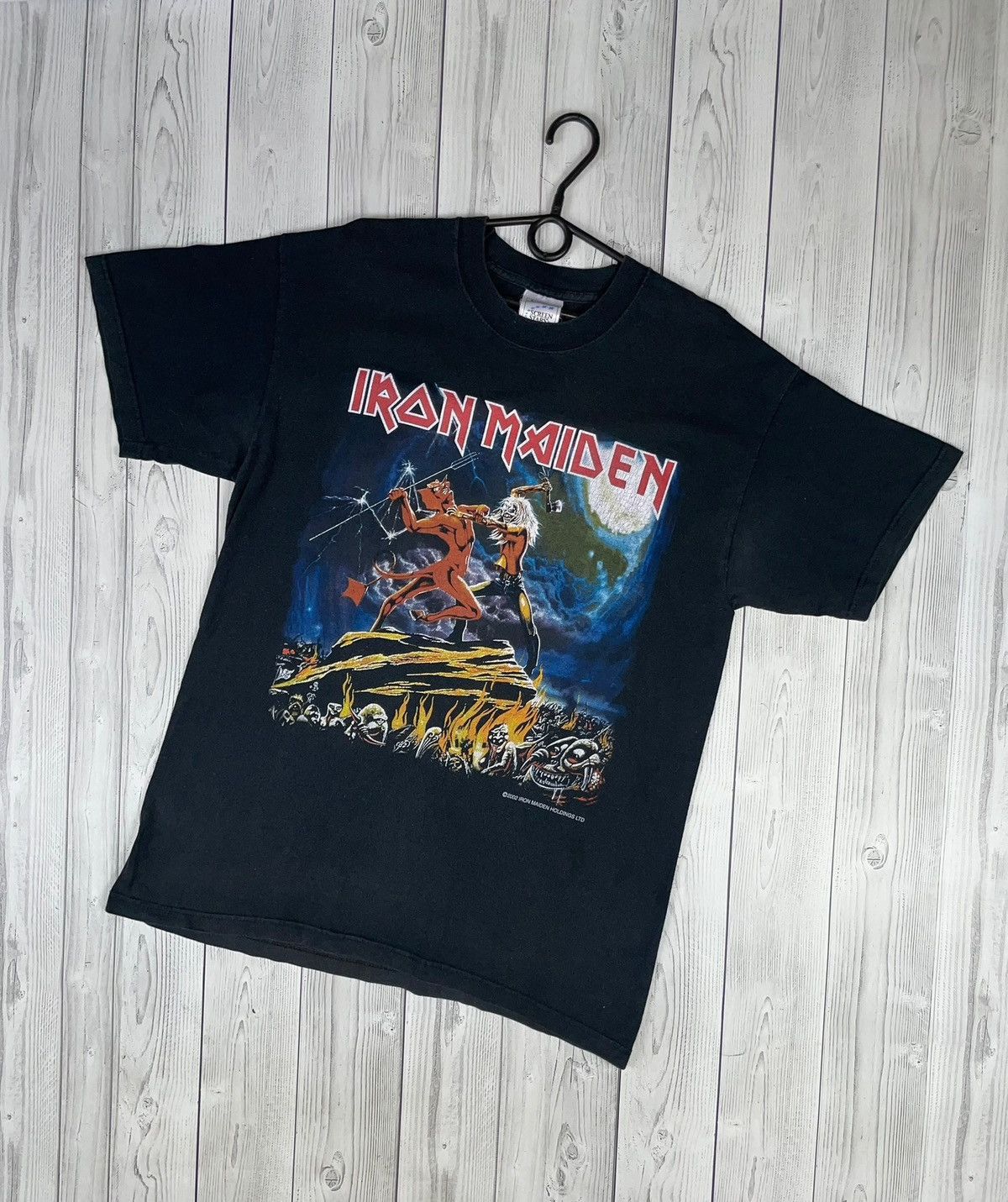Maiden Vintage Iron Maiden Rock Tee Size L Logo Tour 2002 Rare Hoodie, Sweatshirt | PodTeesHub.com