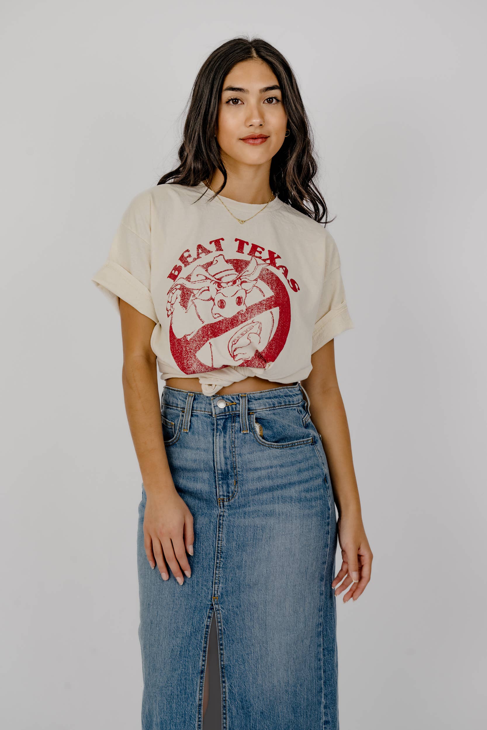 Beat Texas Horn Busters Off White Thrifted Tee Hoodie, Sweatshirt | PodTeesHub.com