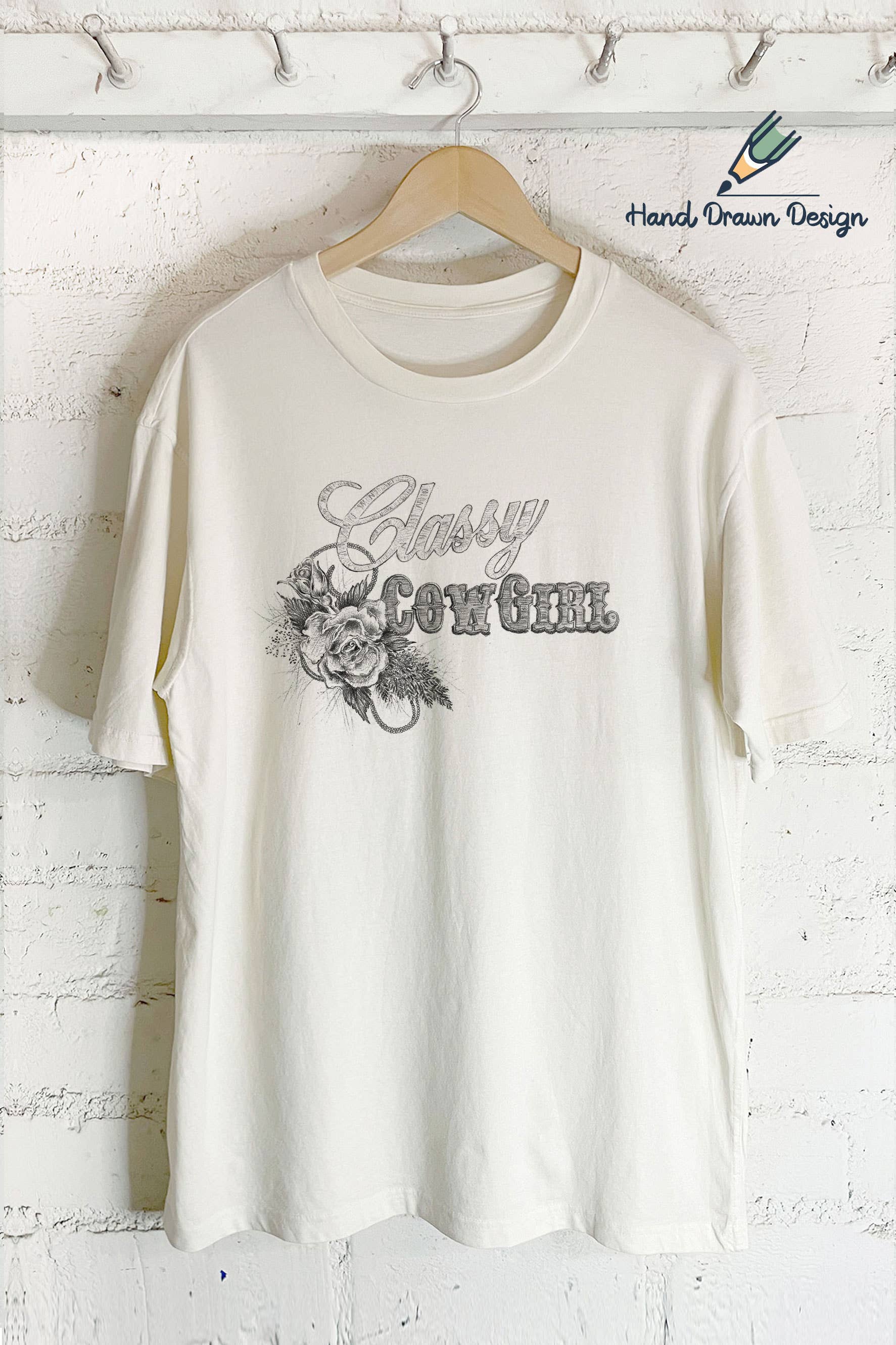 Classy Cowgirl- Hand Drawn Design (Oversized Tee) Hoodie, Sweatshirt | PodTeesHub.com