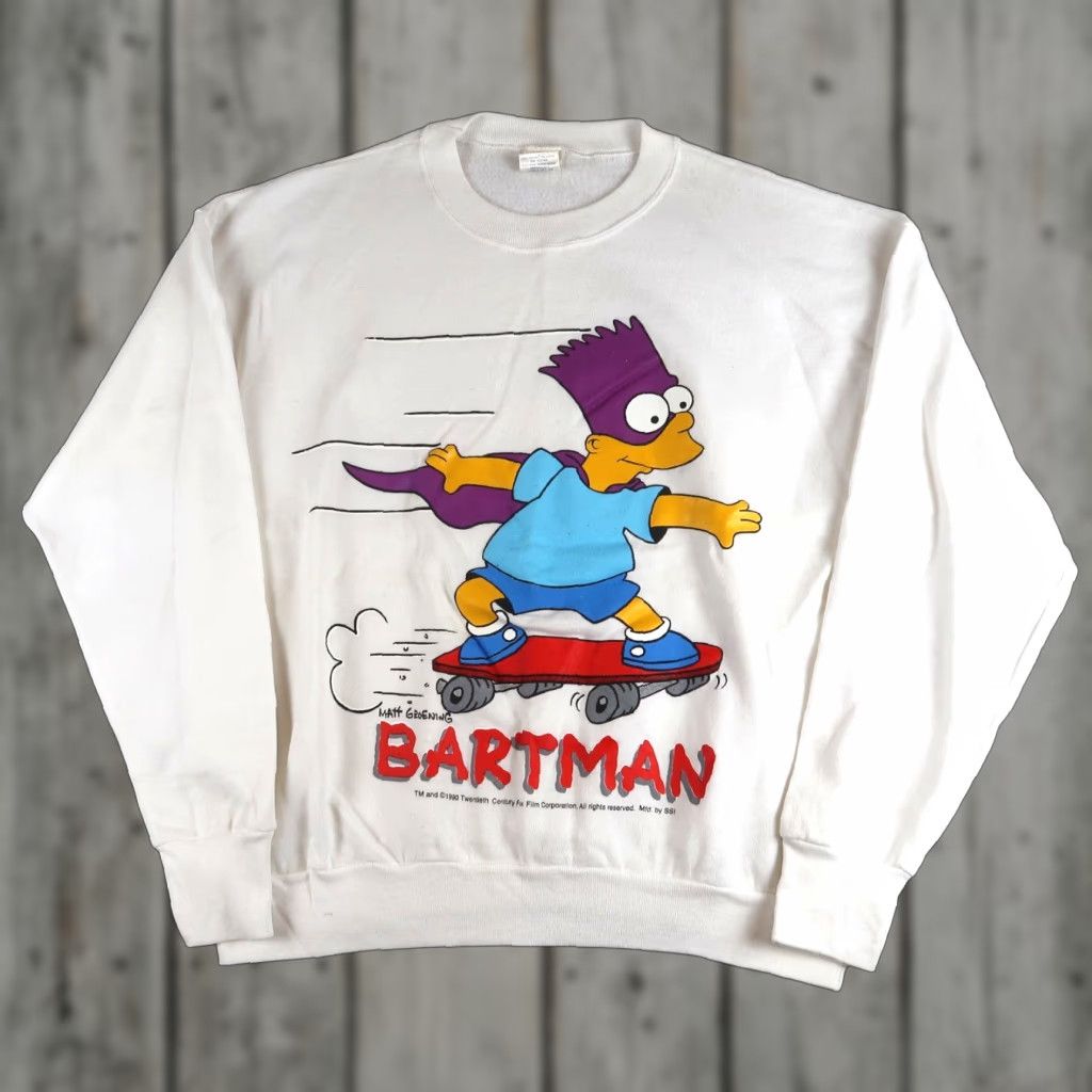 Vintage Simpsons Bartman L Large White 1990 Usa 90s Cartoon Ret T-Shirts, Hoodie, Sweatshirt