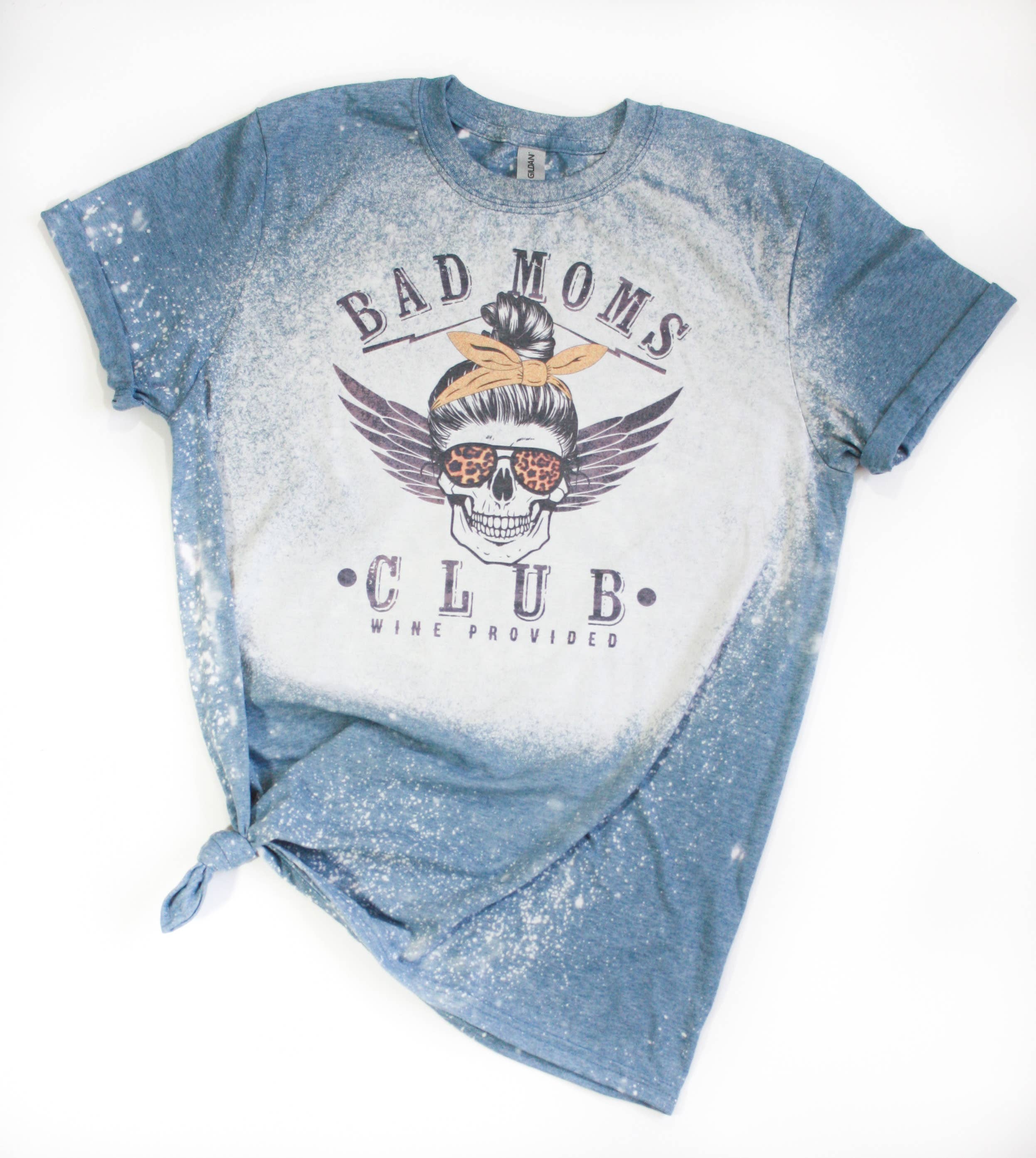 Bad Moms Club Skull + Wine Bleached Tee Hoodie, Sweatshirt | PodTeesHub.com