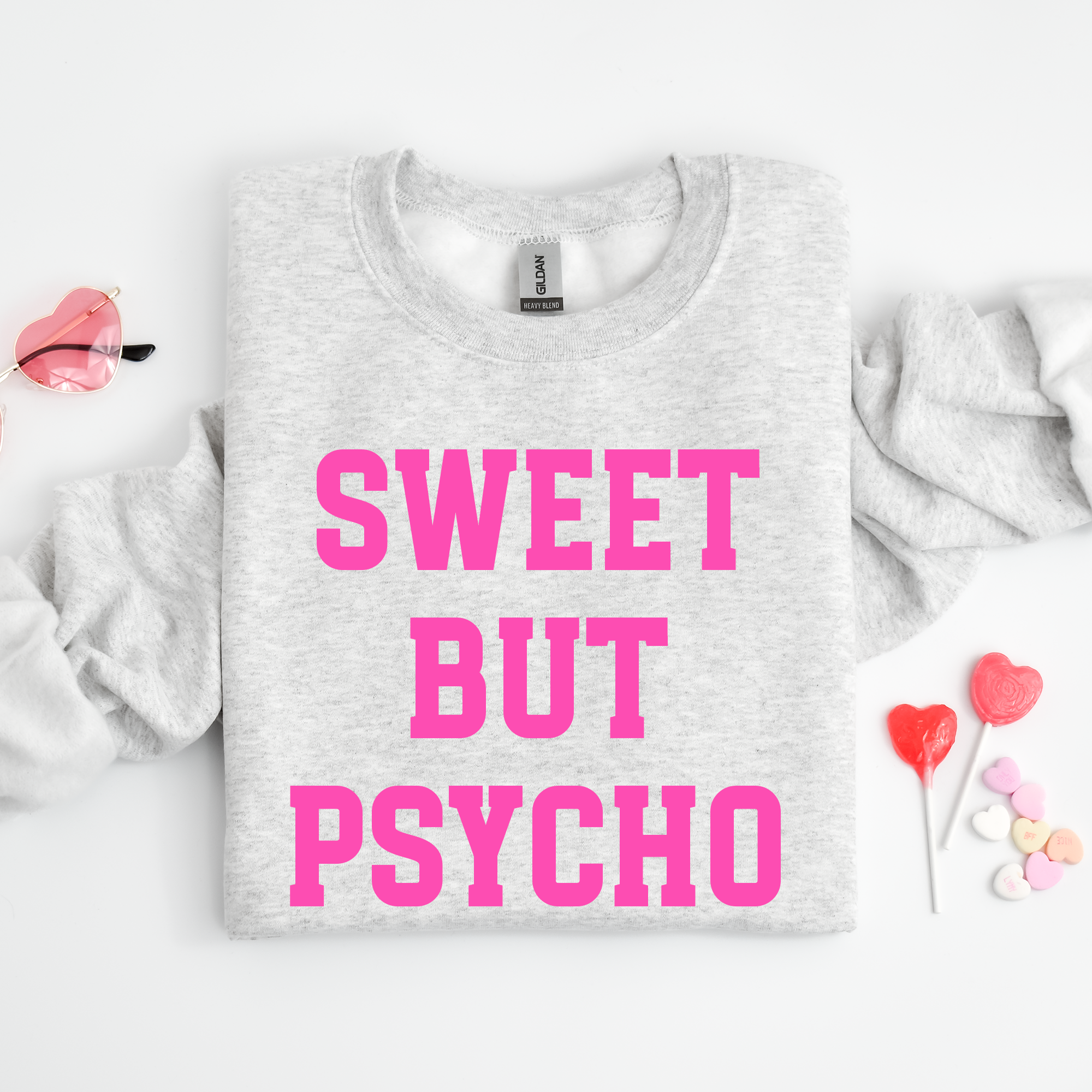 Sweet But Psycho Crewneck Sweatshirt, Valentine's Day Shirt Hoodie | PodTeesHub.com