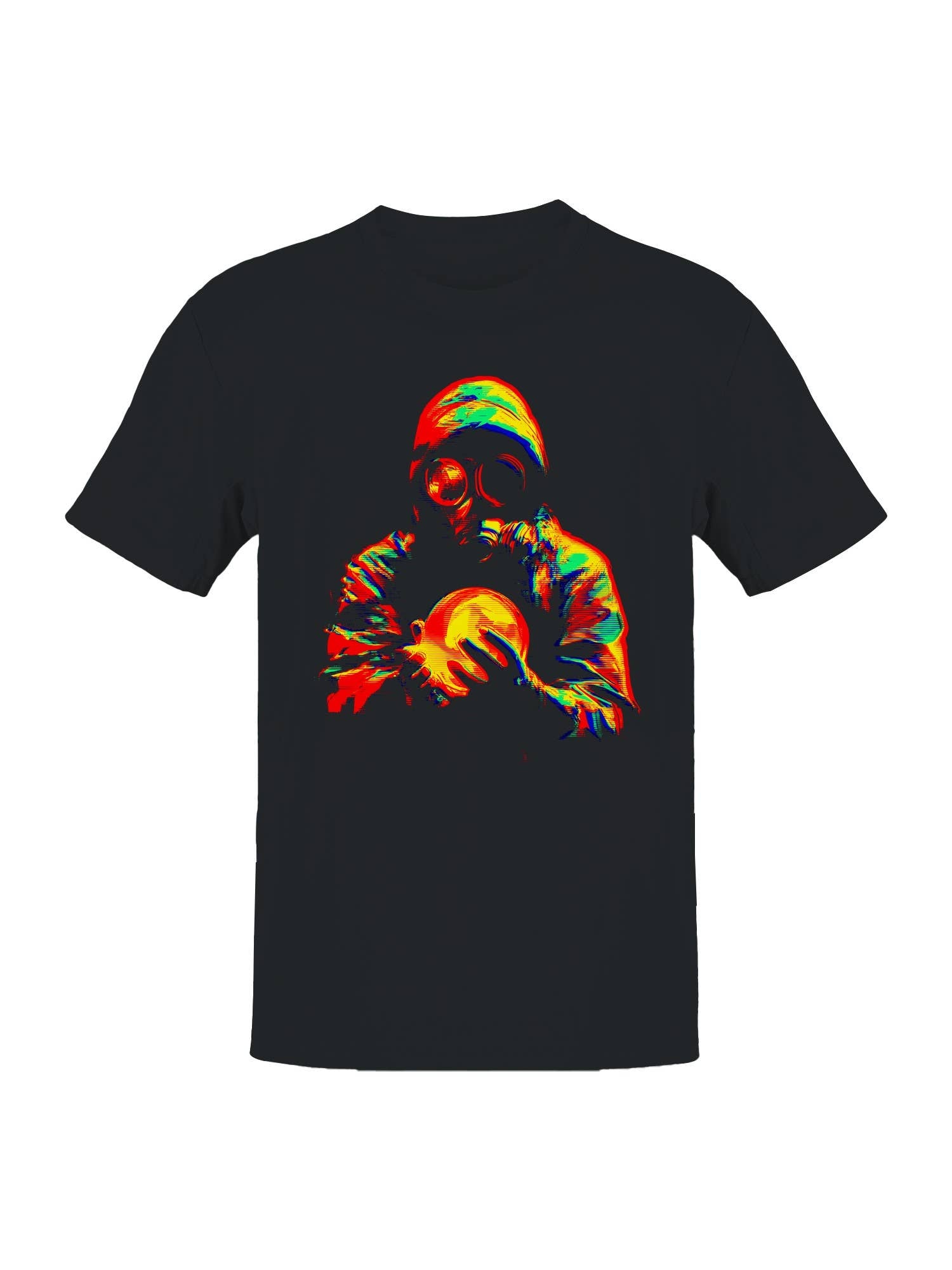 Surreal Glitch Art: Gas Mask Glow Men's T-Shirt Hoodie, Sweatshirt | PodTeesHub.com