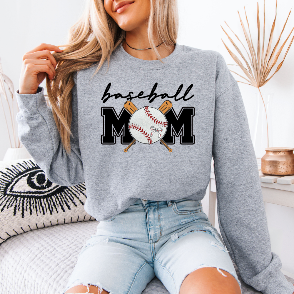 Baseball Mom | Unisex Crewneck Sweatshirt T-Shirts, Hoodie | PodTeesHub.com