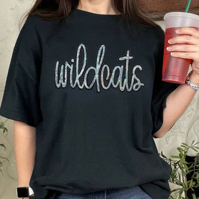 Wildcats Sequin Patch Black Everyday Tee Hoodie, Sweatshirt | PodTeesHub.com