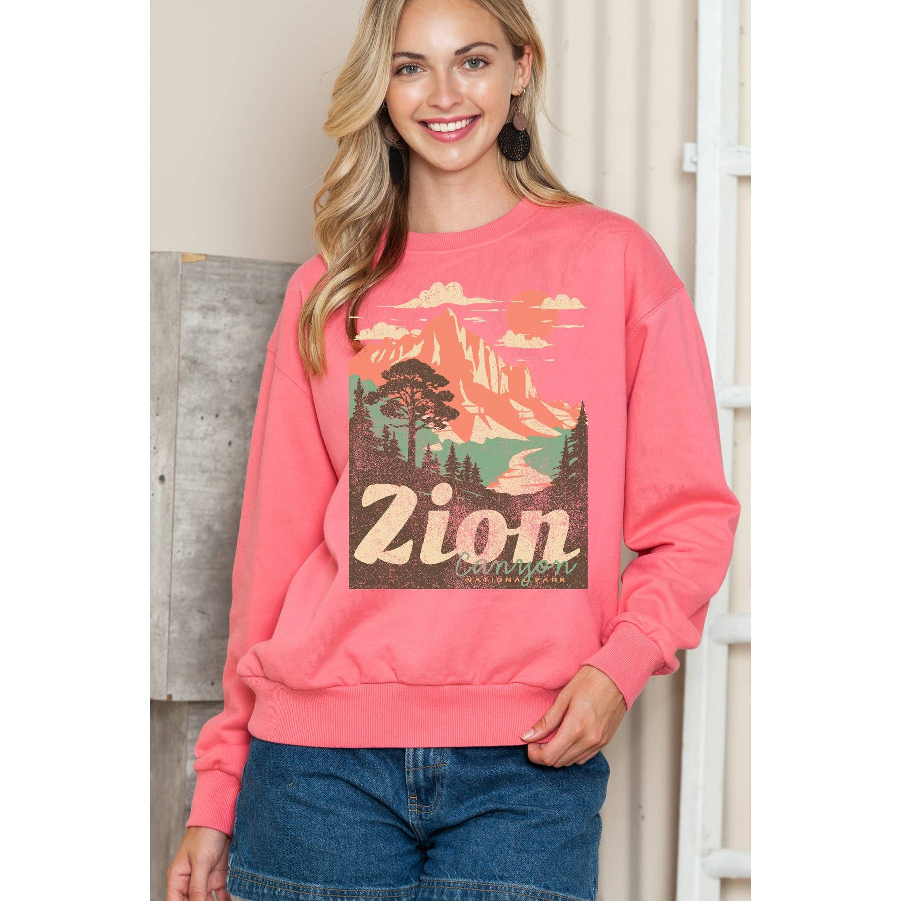 Zion Canyon National Park Crewneck Sweatshirt T-Shirts, Hoodie | PodTeesHub.com