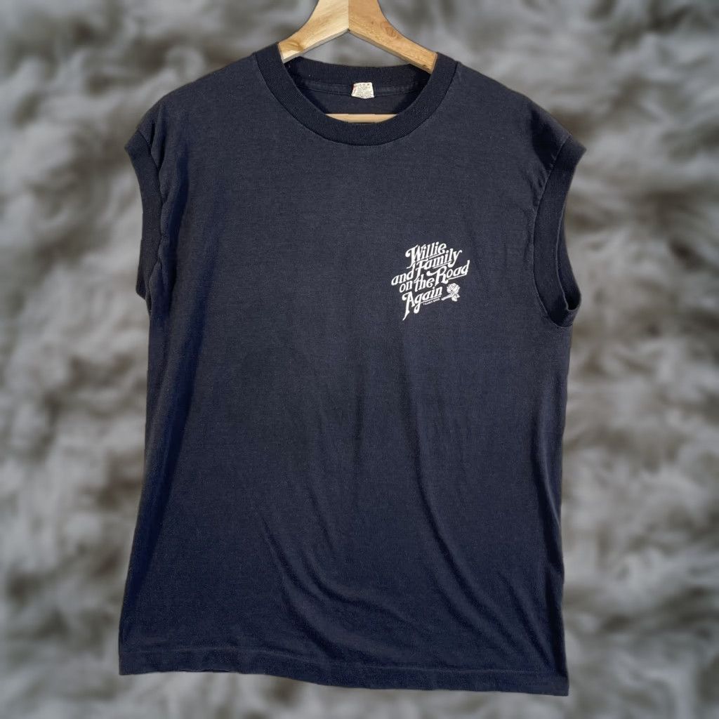 Vintage Willie Nelson Muscle Shirt Sleeveless Mens Large Black Usa Country T Shirt 80s 90s S Hoodie, Sweatshirt