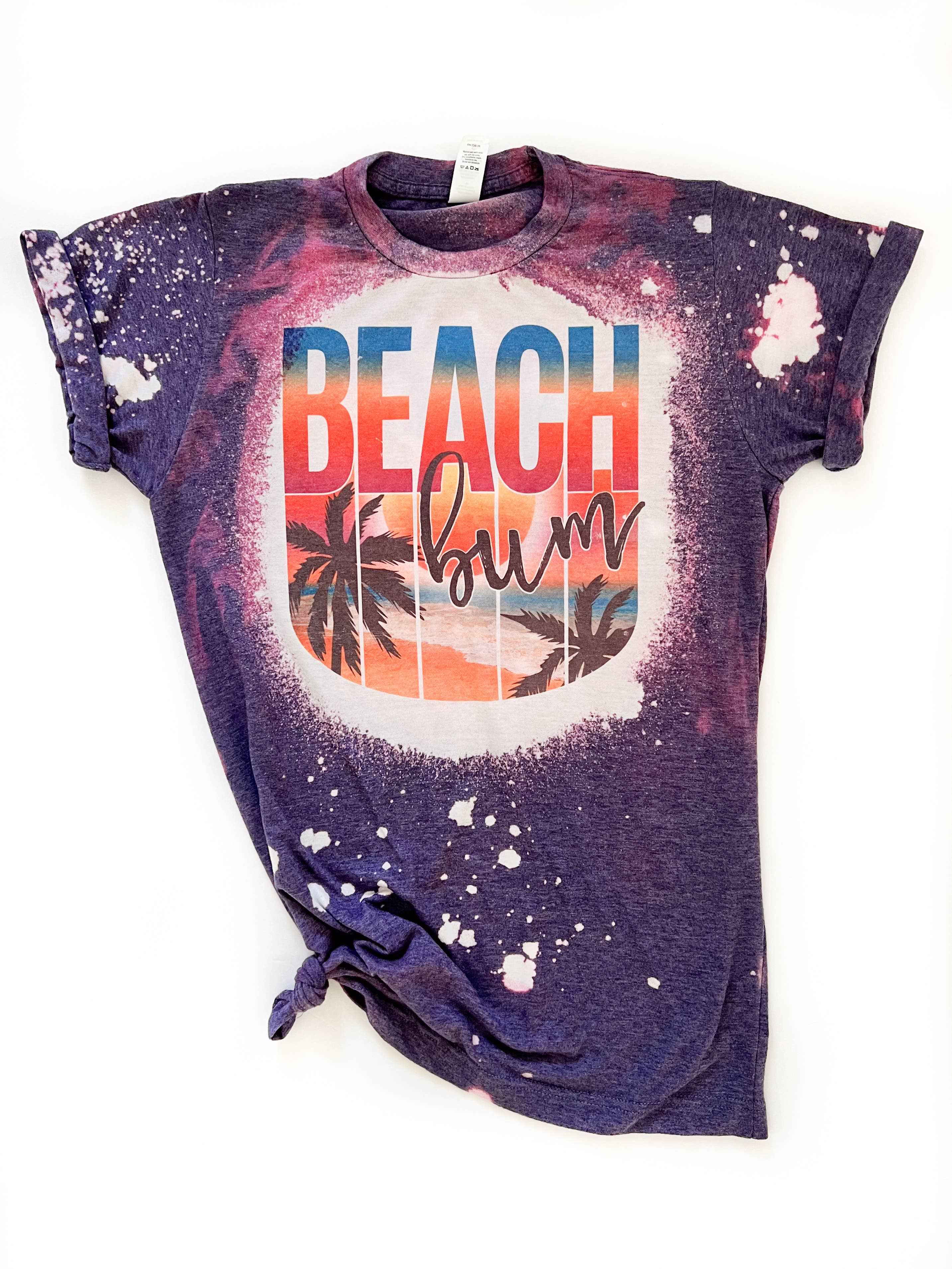 Beach Bum Retro Purple Bleached Tee Hoodie, Sweatshirt | PodTeesHub.com