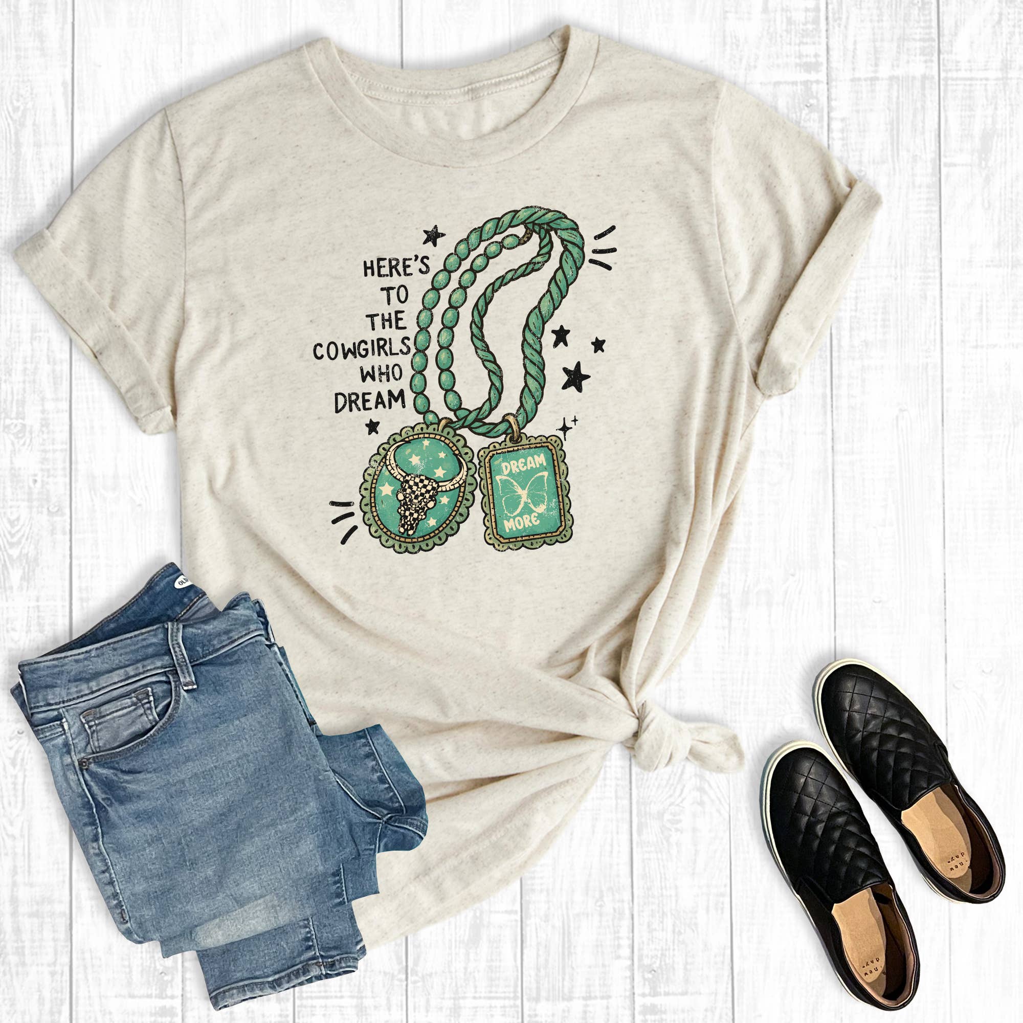 Western Turquoise Here's To the Cowgirls Graphic Tee Hoodie, Sweatshirt | PodTeesHub.com