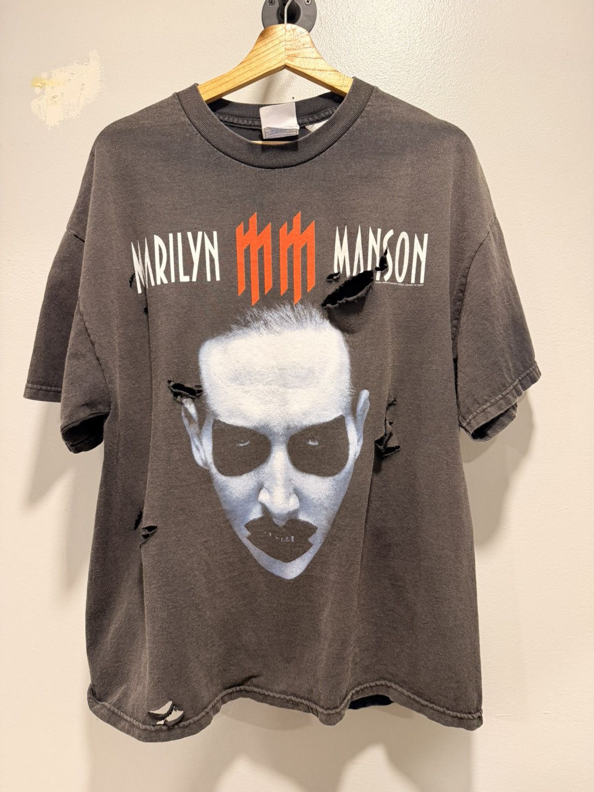 Band Tees Faded And Thrashed Marilyn Manson Tshirt Hoodie, Sweatshirt | PodTeesHub.com