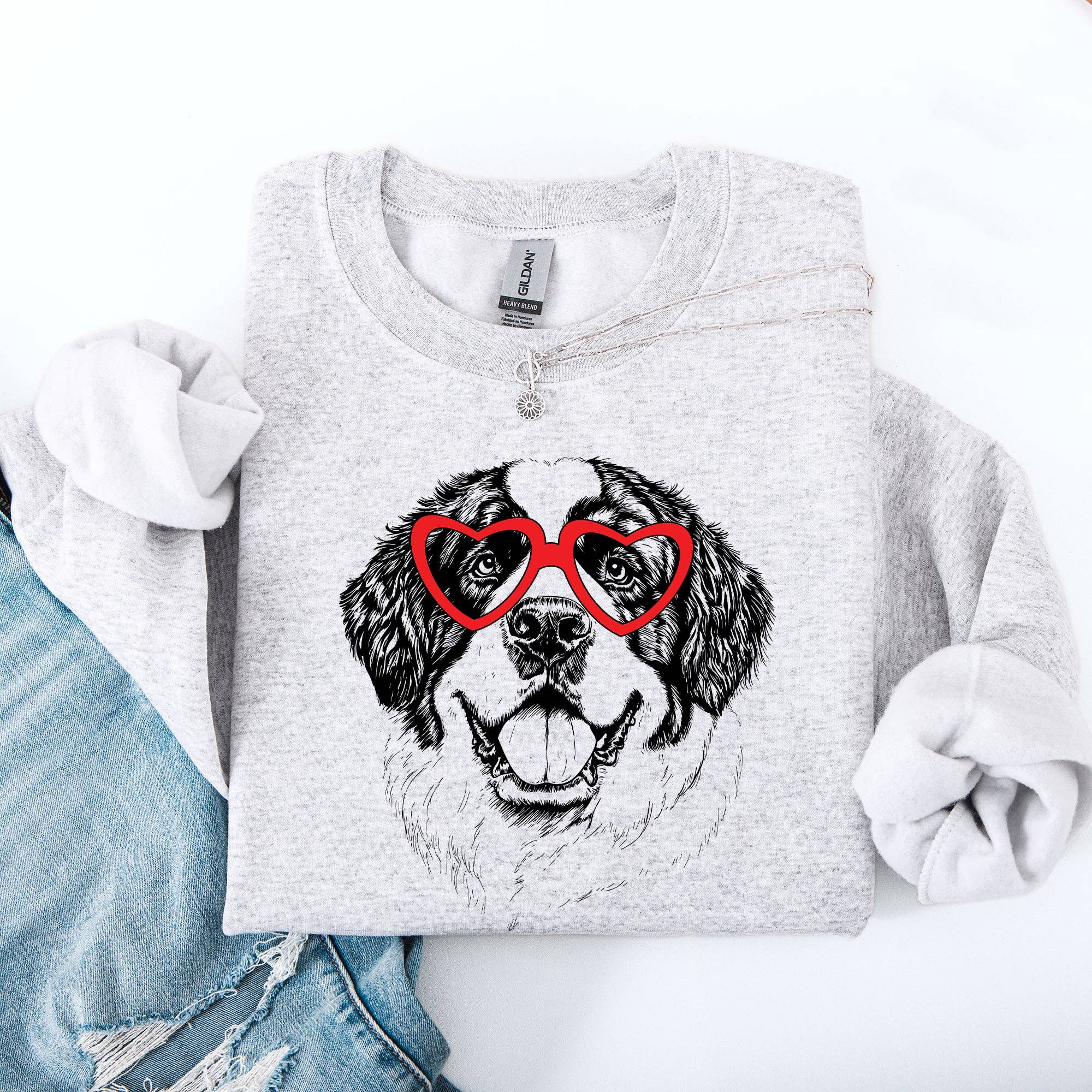 Saint Bernard, Pet, Dog Breed, Valentine's Sweatshirt T-Shirts, Hoodie | PodTeesHub.com