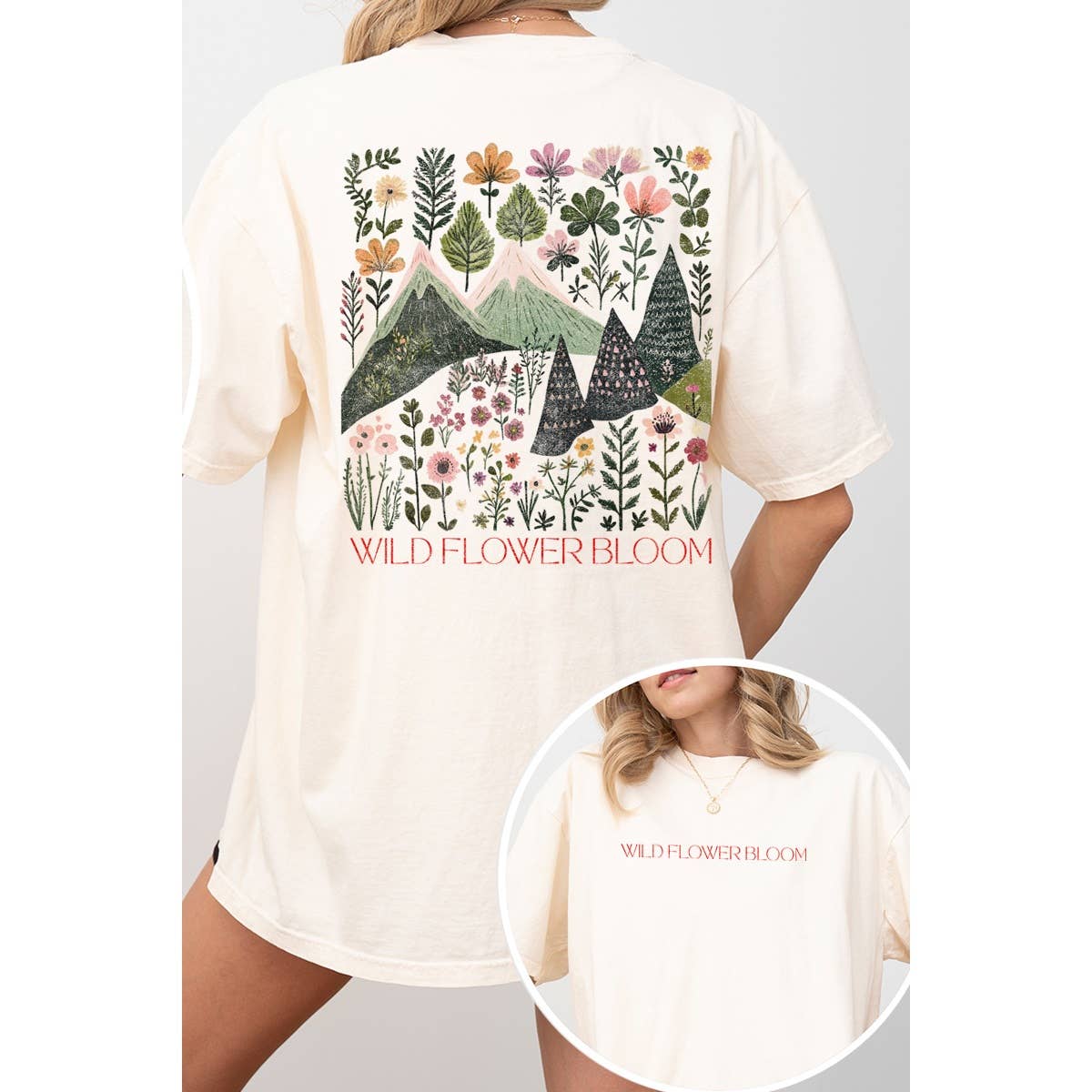 Wild Flower Bloom Vintage Graphic Oversized Tee Hoodie, Sweatshirt | PodTeesHub.com
