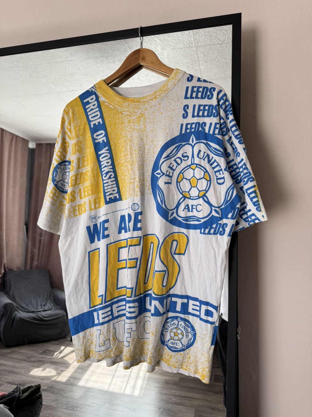 Vintage 90s Leeds United Fc All Over Print Kick T Shirt Hoodie, Sweatshirt | PodTeesHub.com