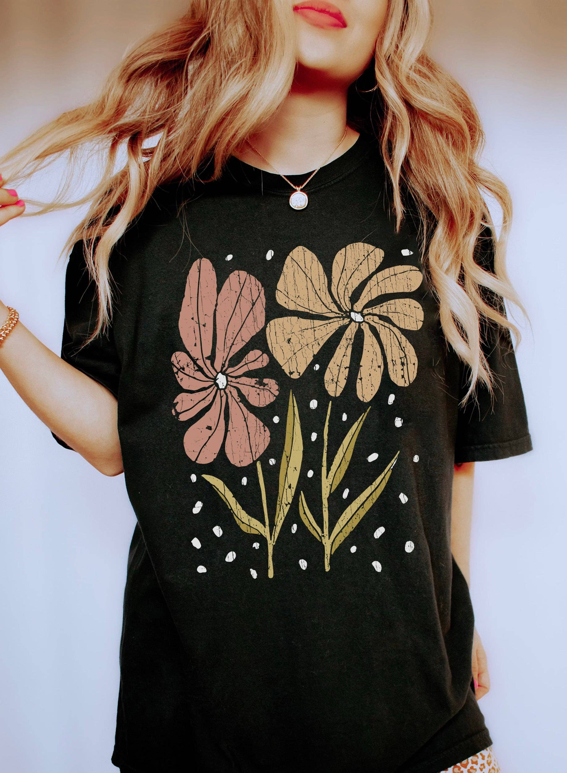 Boho Floral Wildflower Vintage T-Shirt Hoodie, Sweatshirt | PodTeesHub.com