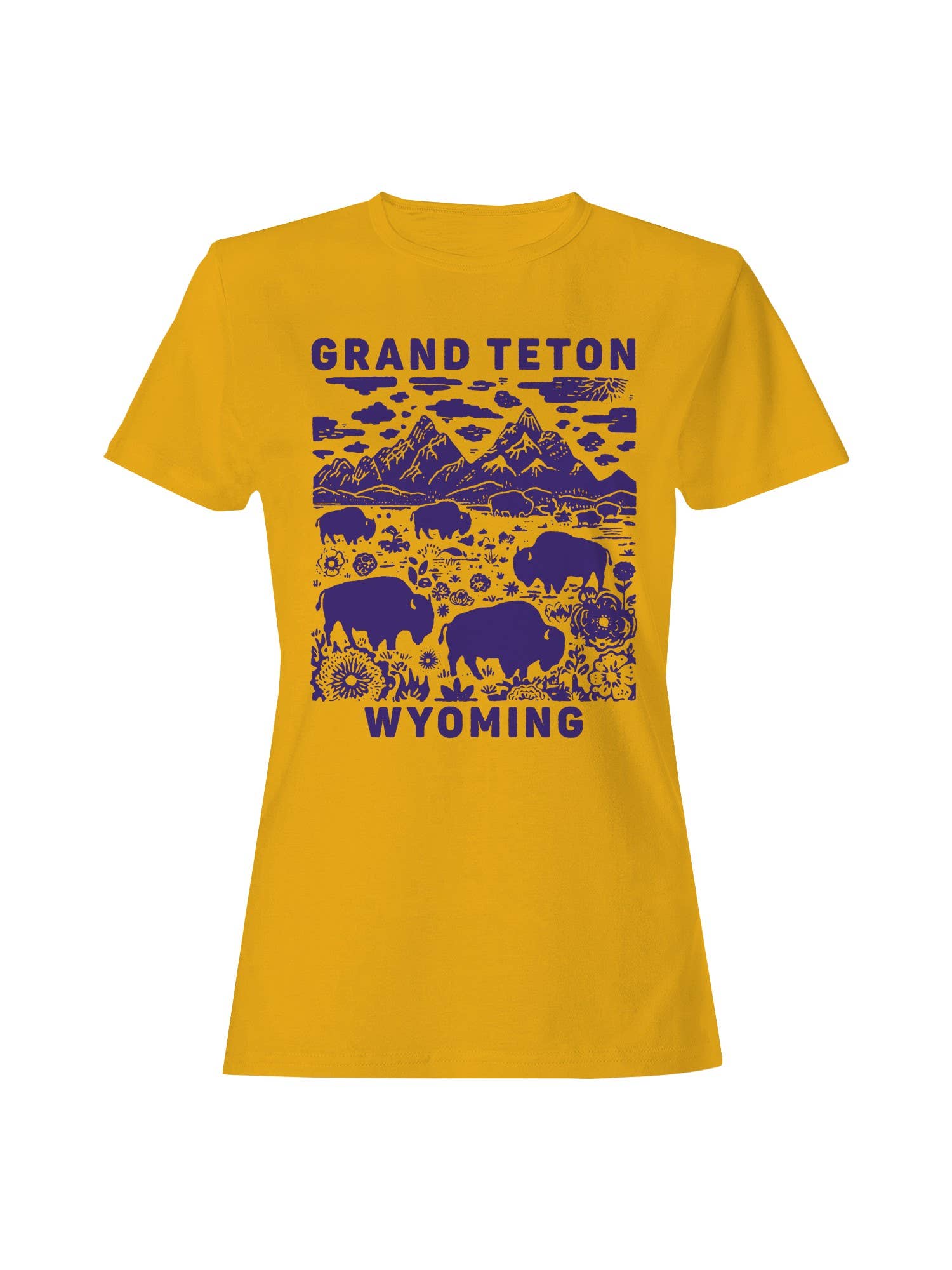 Grand Teton Wyoming Bison Landscape Women's T-Shirt Hoodie, Sweatshirt | PodTeesHub.com