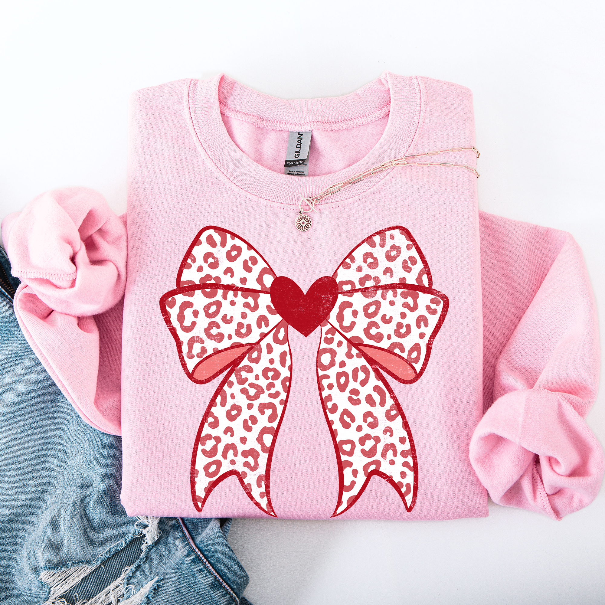 Leopard Print Bow, Valentine's Day, Heart, Love Sweatshirt T-Shirts, Hoodie | PodTeesHub.com