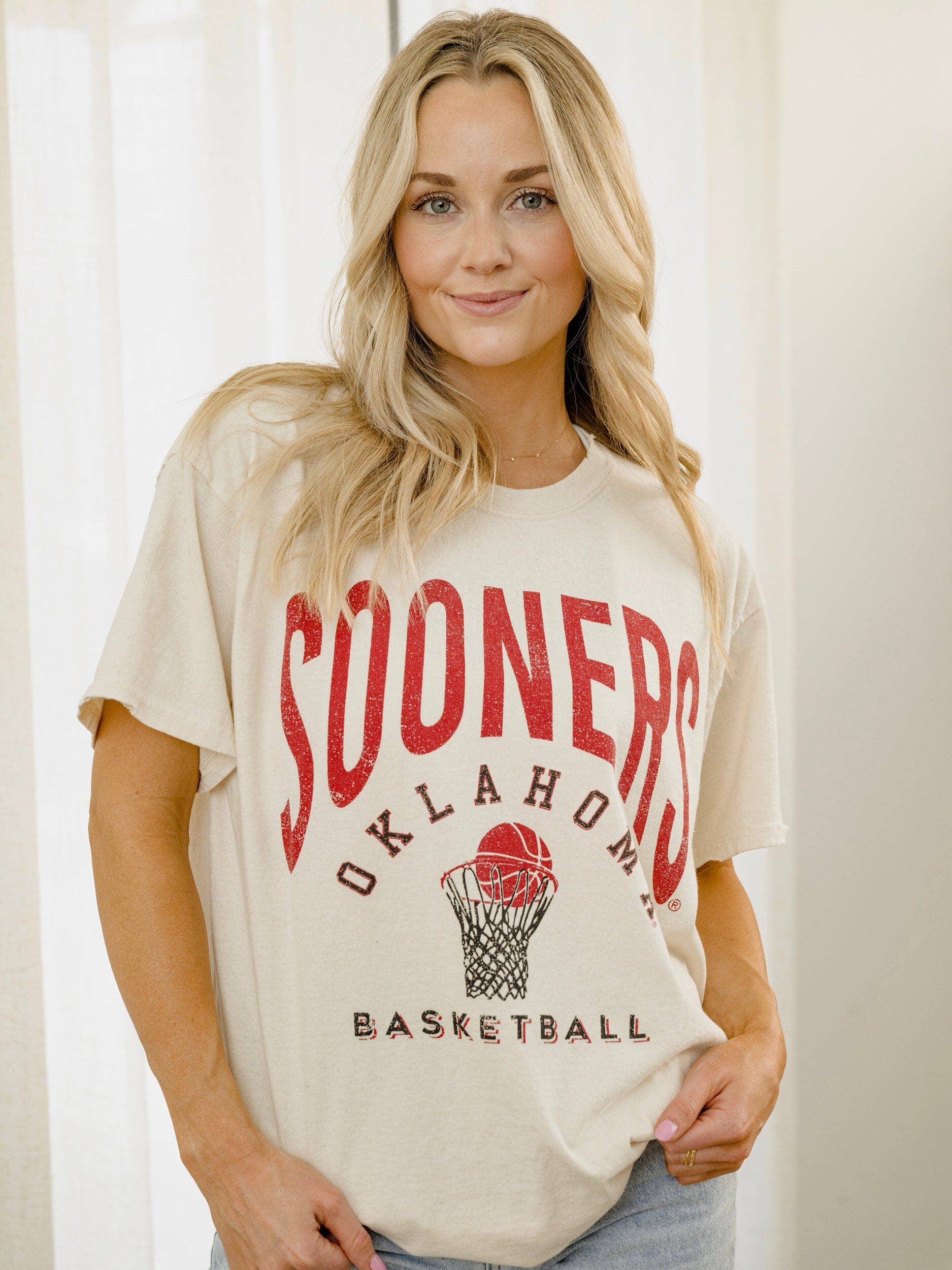 Ou Sooners Basketball Athletics Off White Thrifted Tee Hoodie, Sweatshirt | PodTeesHub.com