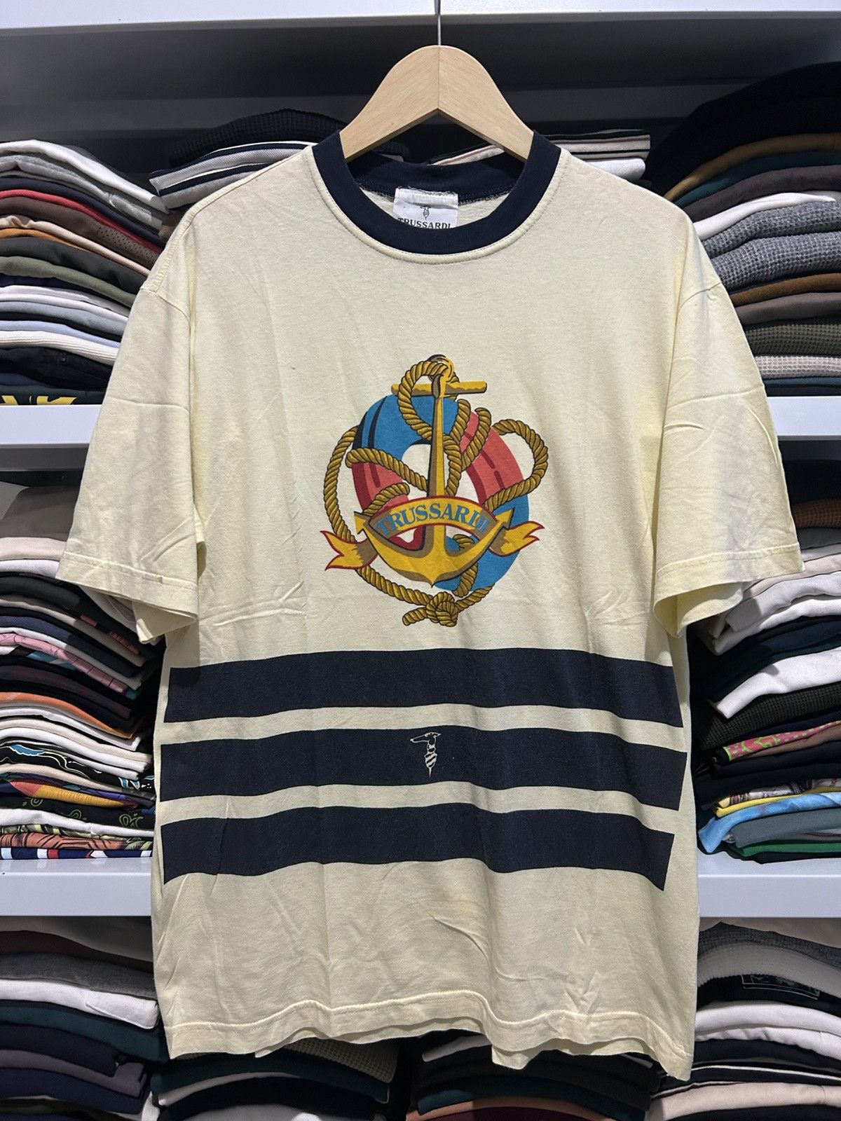 Vintage 90s Trussardi Big Logo Printed Tee Hoodie, Sweatshirt | PodTeesHub.com