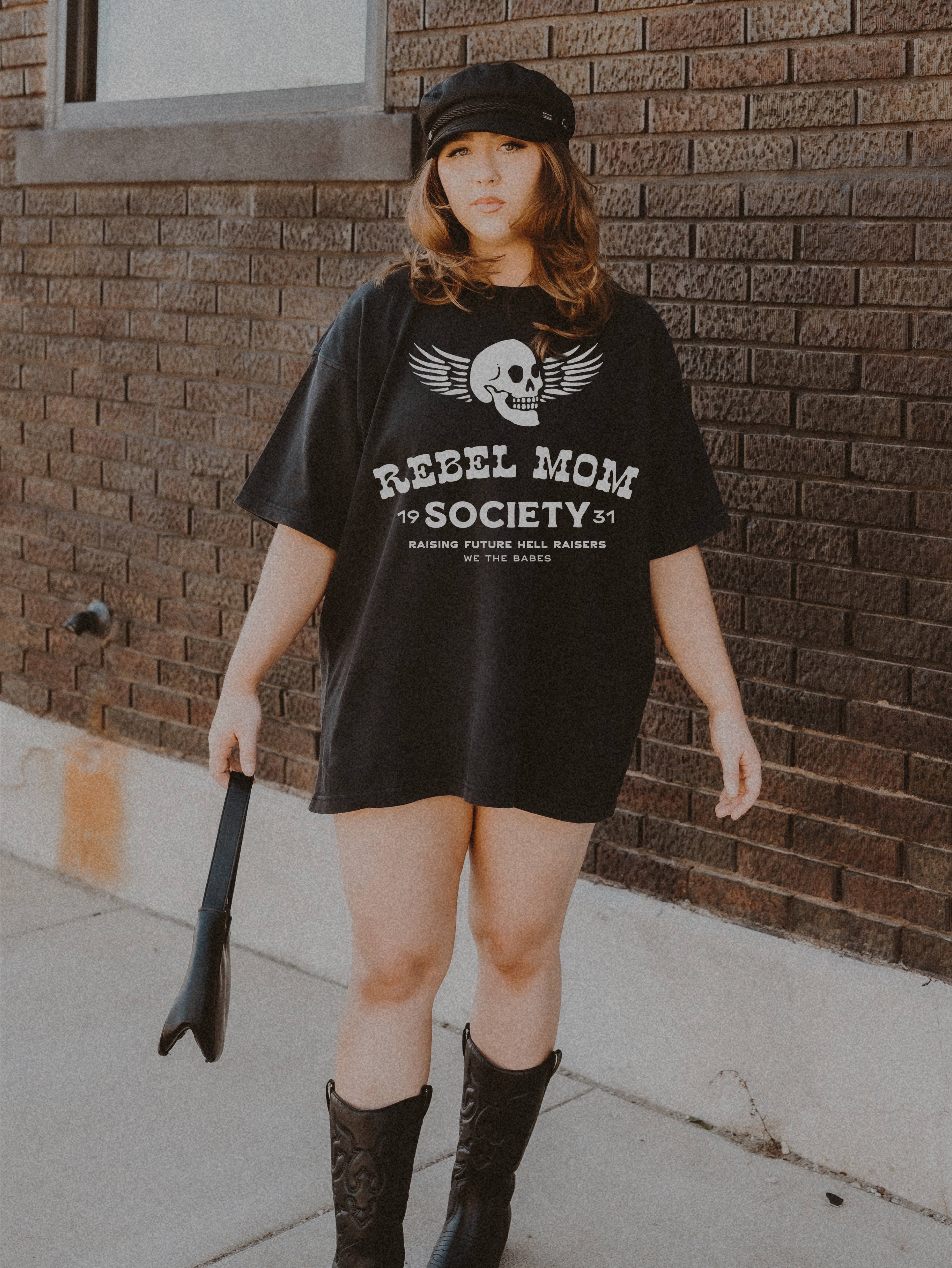 Rebel Mom Society Motherhood Women’S Graphic Tee - Black Hoodie, Sweatshirt | PodTeesHub.com