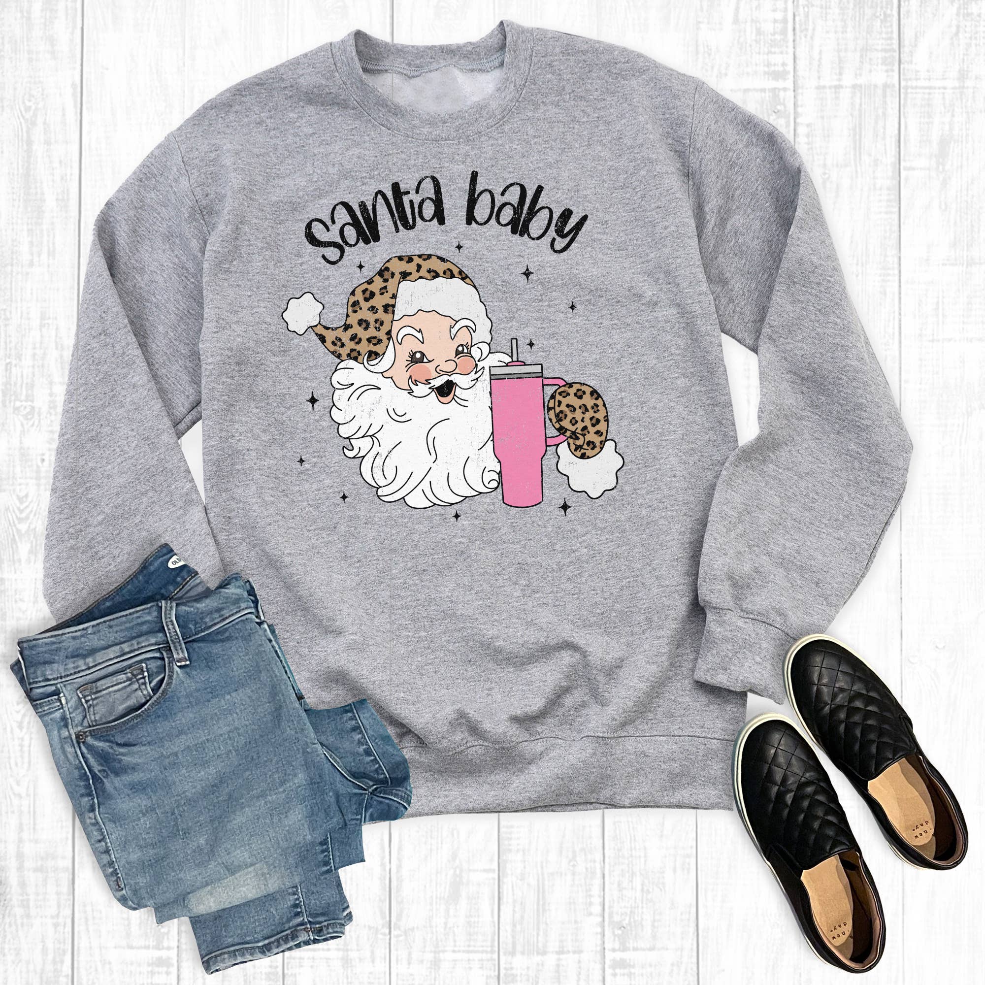 Christmas Leopard Santa Baby Sweatshirt T-Shirts, Hoodie | PodTeesHub.com
