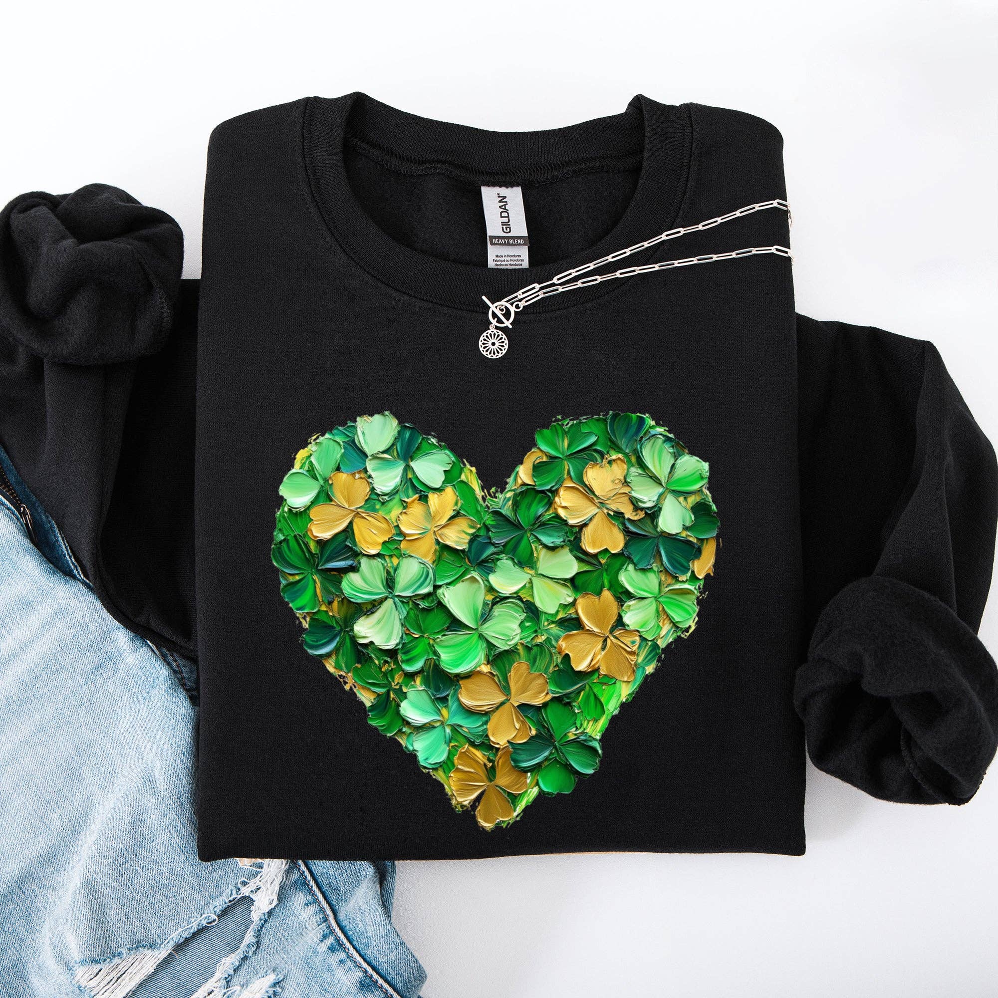 Painted, Shamrock, Heart, St Patrick's Day, Sweatshirt T-Shirts, Hoodie | PodTeesHub.com