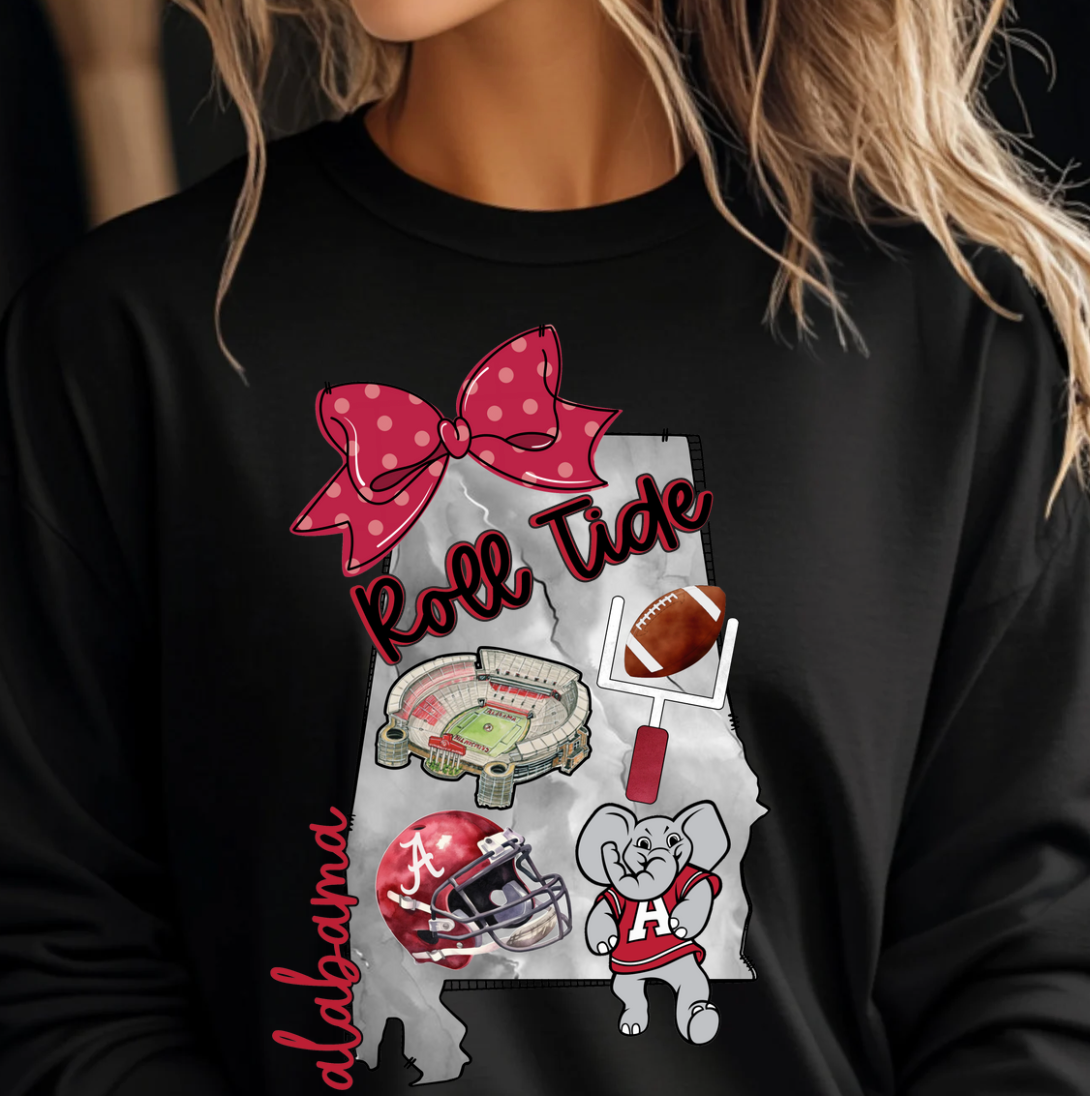 Alabama Football Doodle Tee or Sweatshirt Hoodie | PodTeesHub.com