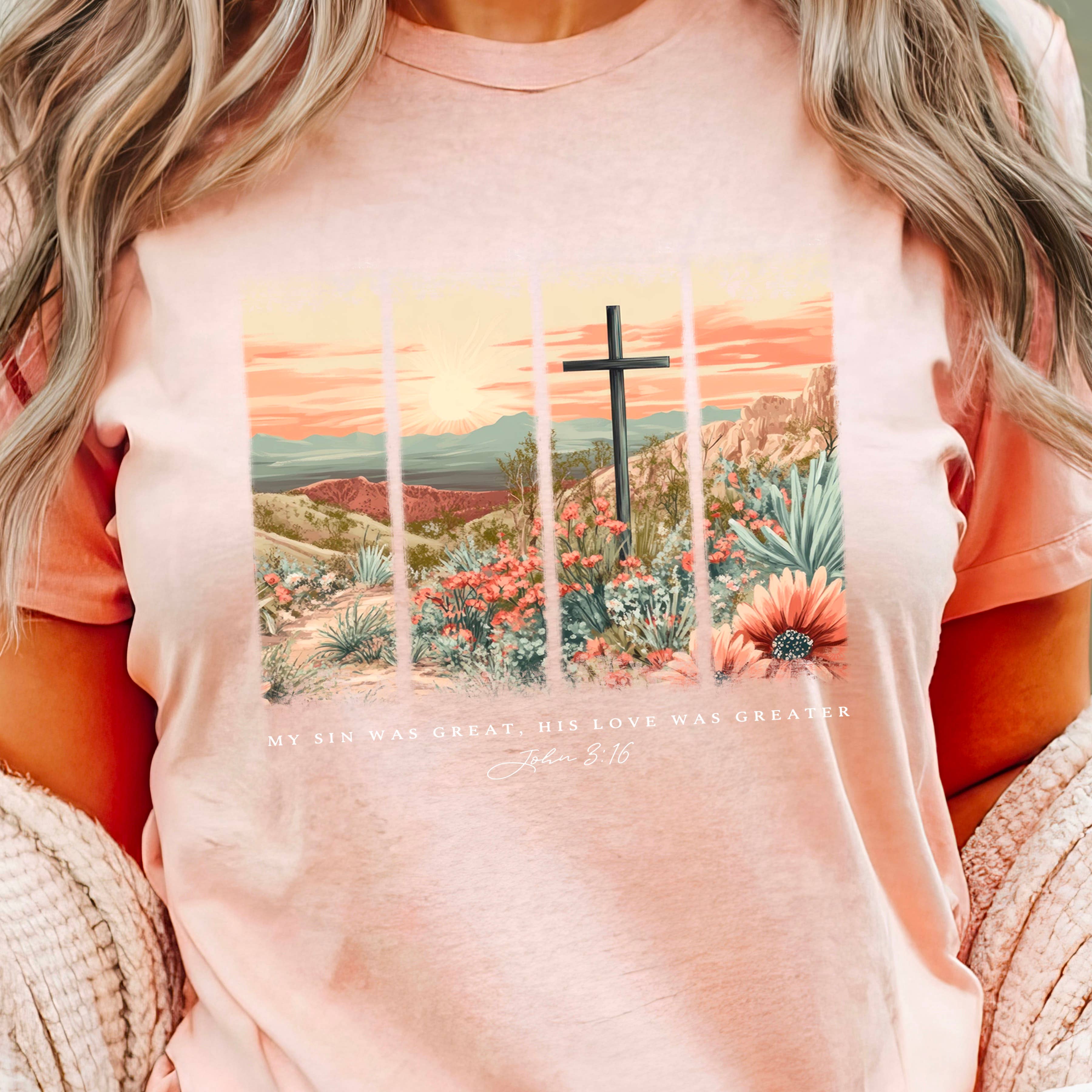 His Love Was Greater Easter Graphic Tee | Bella Canvas Hoodie, Sweatshirt | PodTeesHub.com
