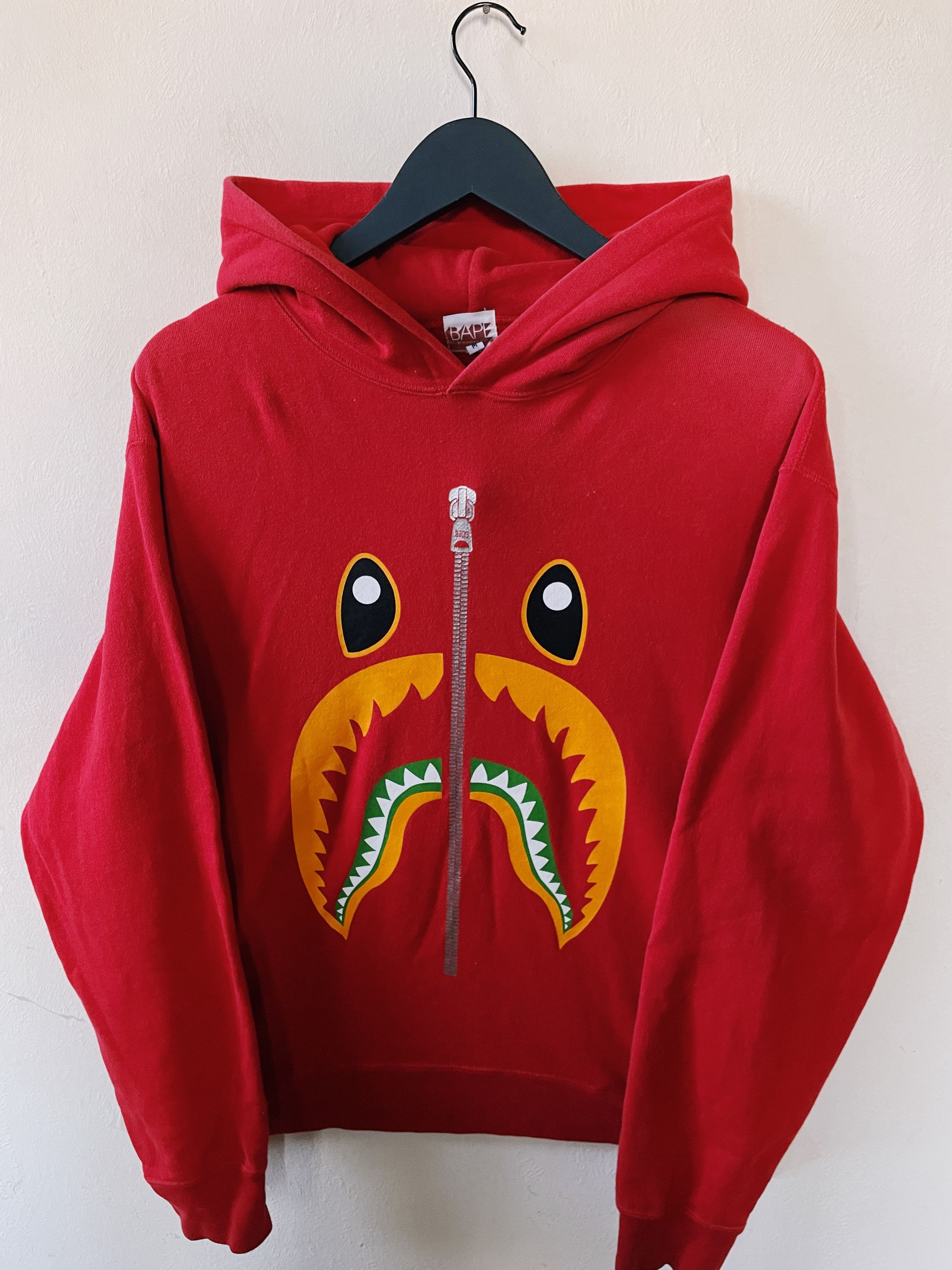 Nigo X Vintage Vintage Y2k Bape A Bathing Ape Front Shark Hoodie Red T-Shirts, Sweatshirt | PodTeesHub.com