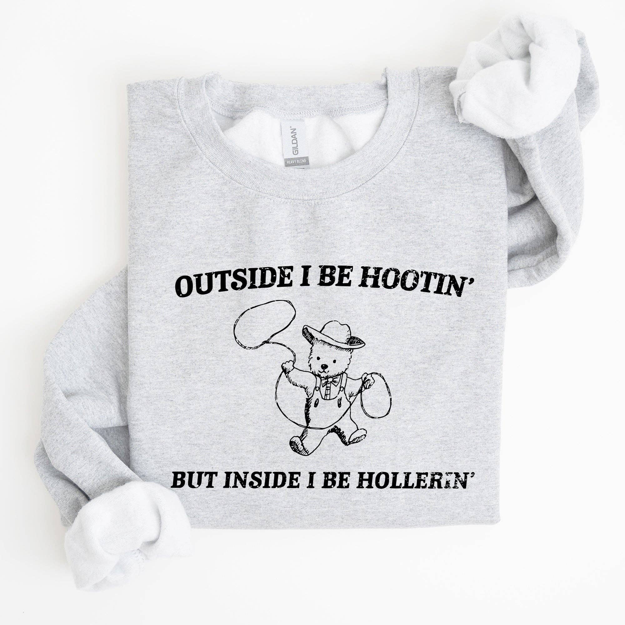 Outside I Bee Hootin, Inside I Be Hollerin, Bear, Sweatshirt T-Shirts, Hoodie | PodTeesHub.com