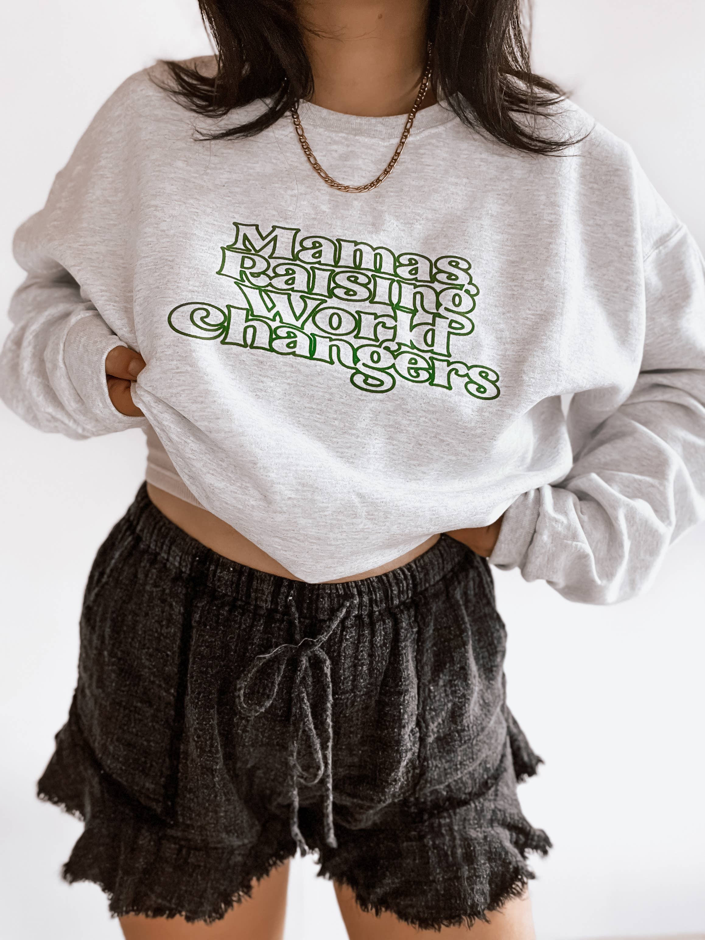 Mamas Raising World Changers Graphic Sweatshirt - Ash T-Shirts, Hoodie | PodTeesHub.com