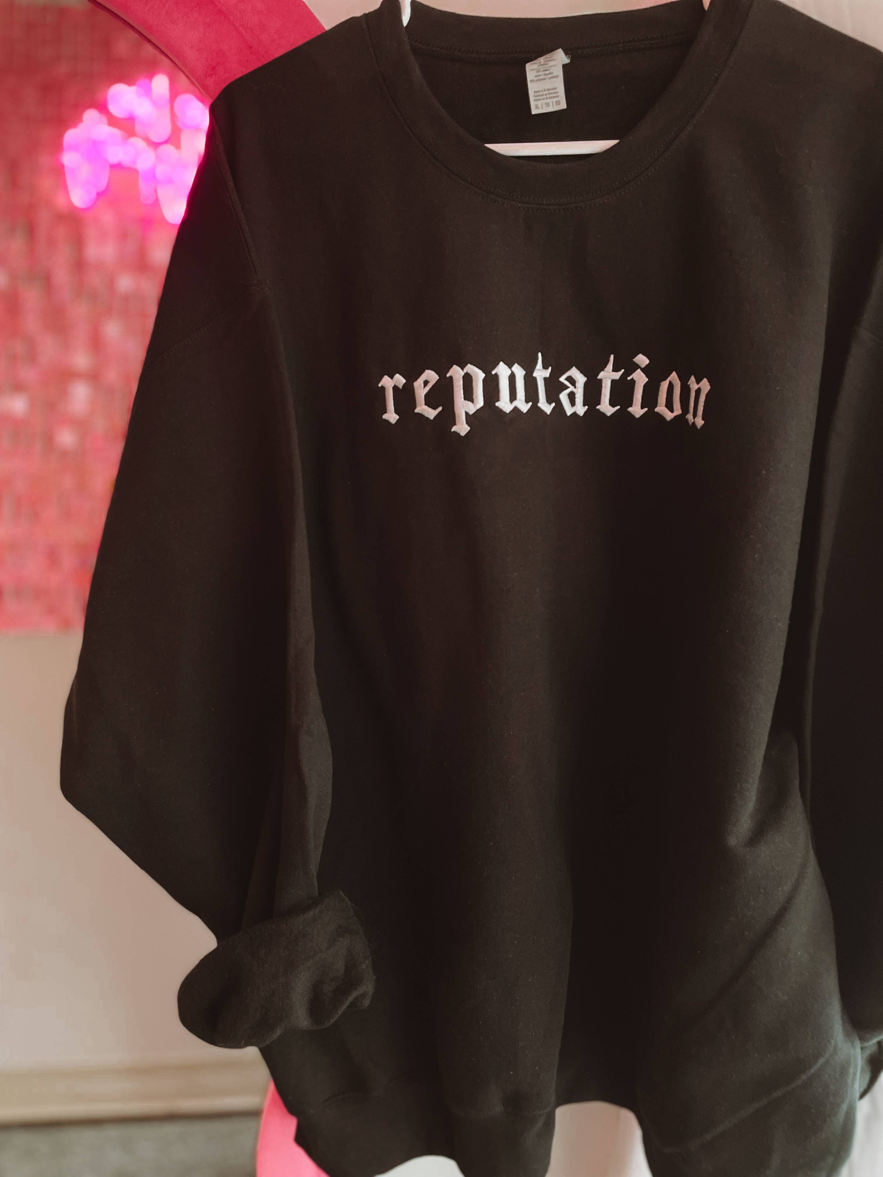 Reputation Embroidered Sweatshirt | Grunge Crewneck, Fall T-Shirts, Hoodie | PodTeesHub.com