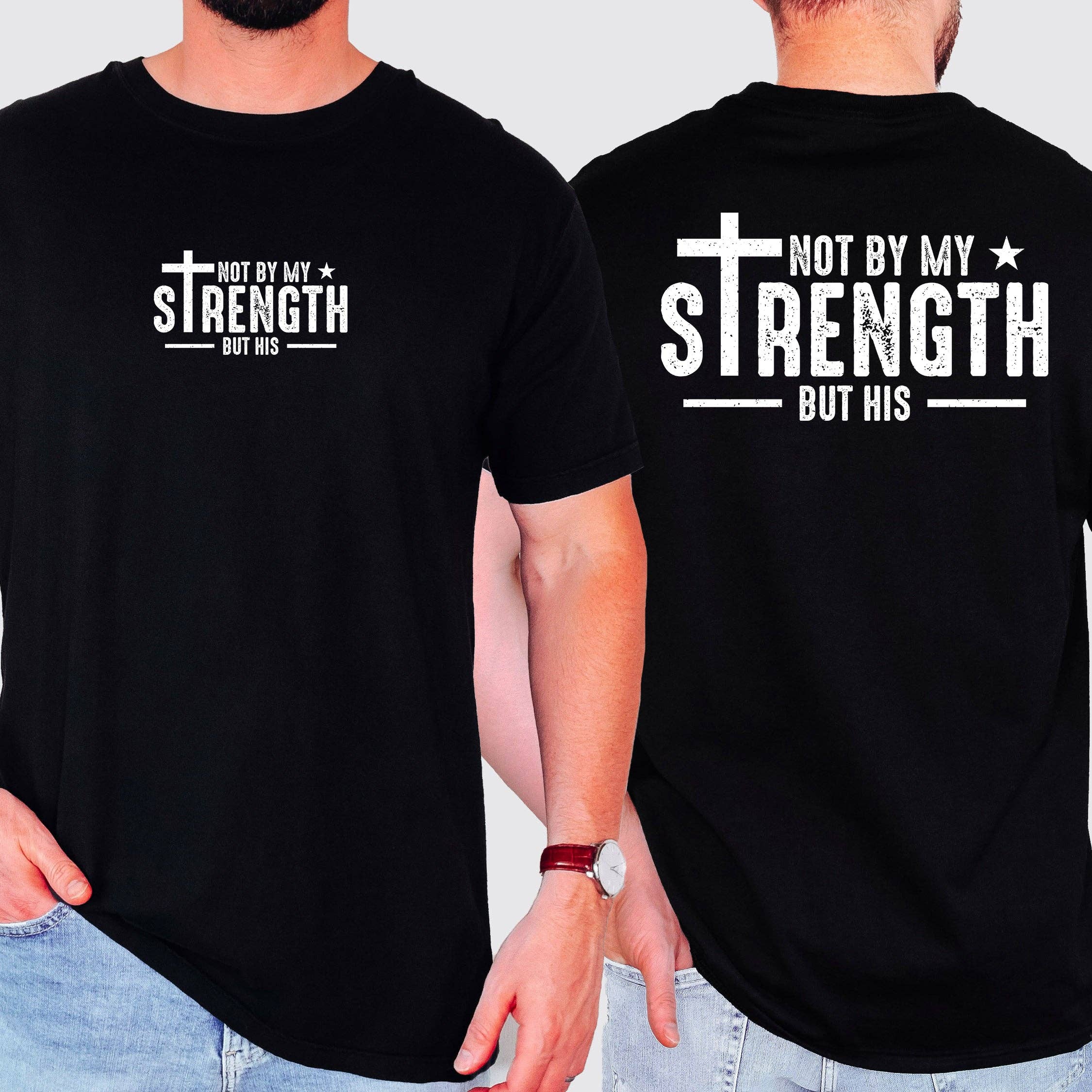 Not My Strength But His, Faith, Christian, Religious Tshirt Hoodie, Sweatshirt | PodTeesHub.com