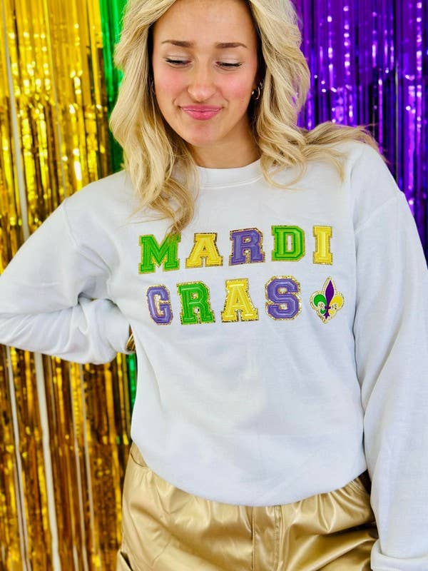 Mardi Gras Fleur De Lis Patch Sweatshirt T-Shirts, Hoodie | PodTeesHub.com