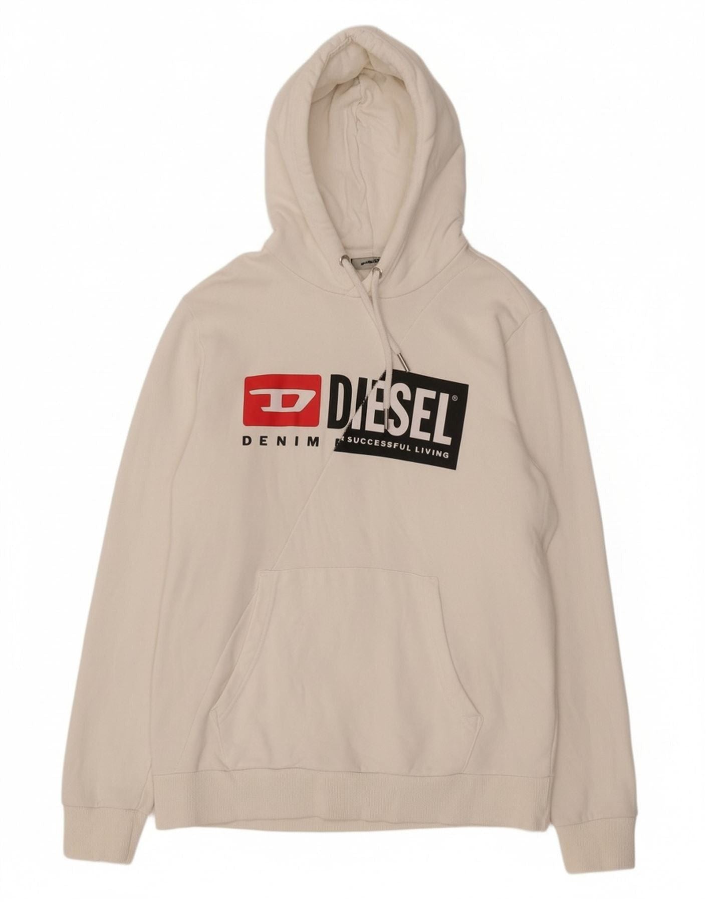 Diesel Mens Graphic Hoodie Jumper Medium White Cotton T-Shirts, Sweatshirt | PodTeesHub.com