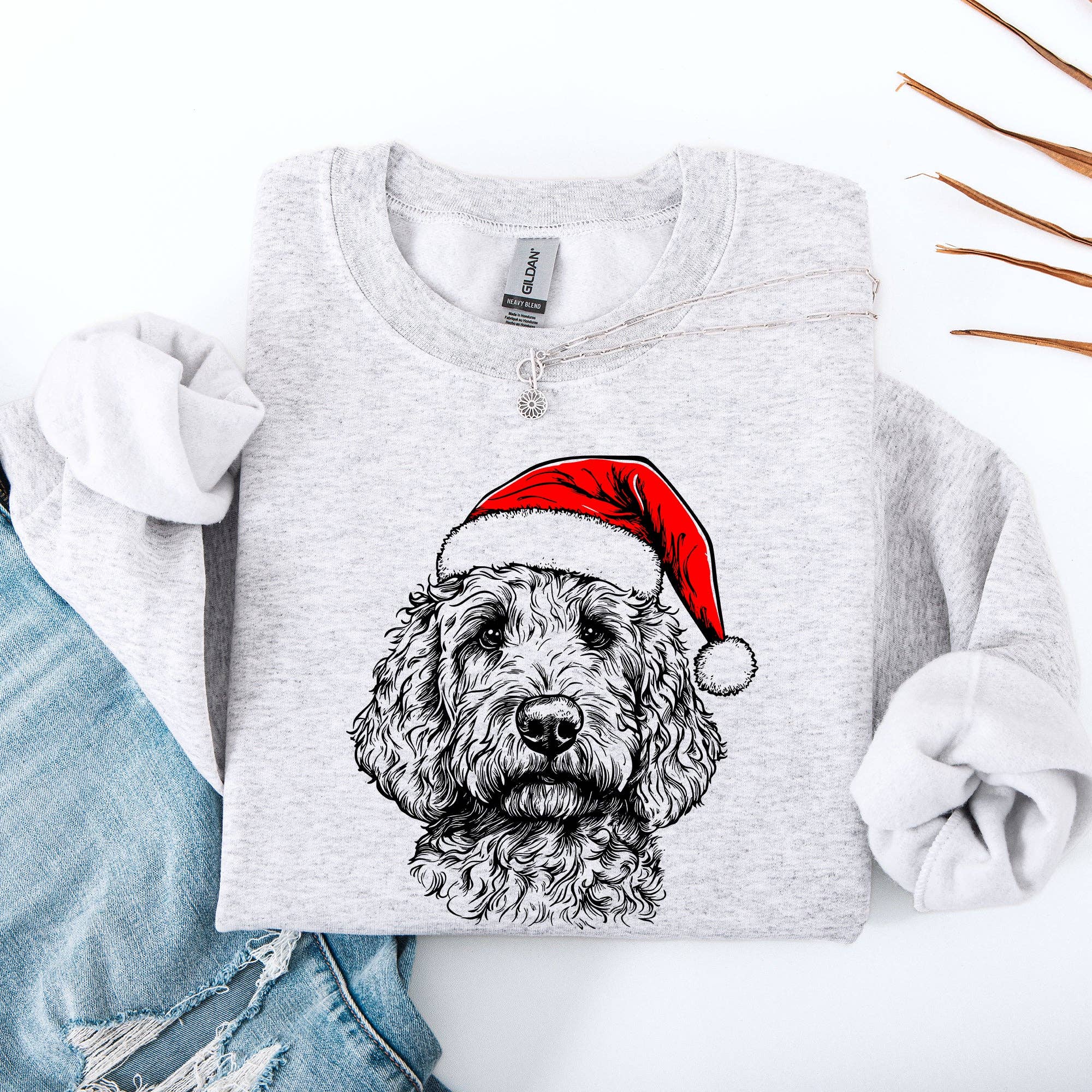 Goldendoodle, Santa, Dog, Christmas Dog Lover Pet Sweatshirt T-Shirts, Hoodie | PodTeesHub.com