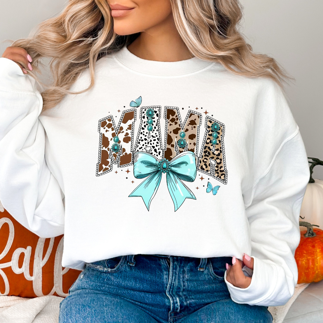 Western Mama Bow and Cow Print Sweatshirt T-Shirts, Hoodie | PodTeesHub.com