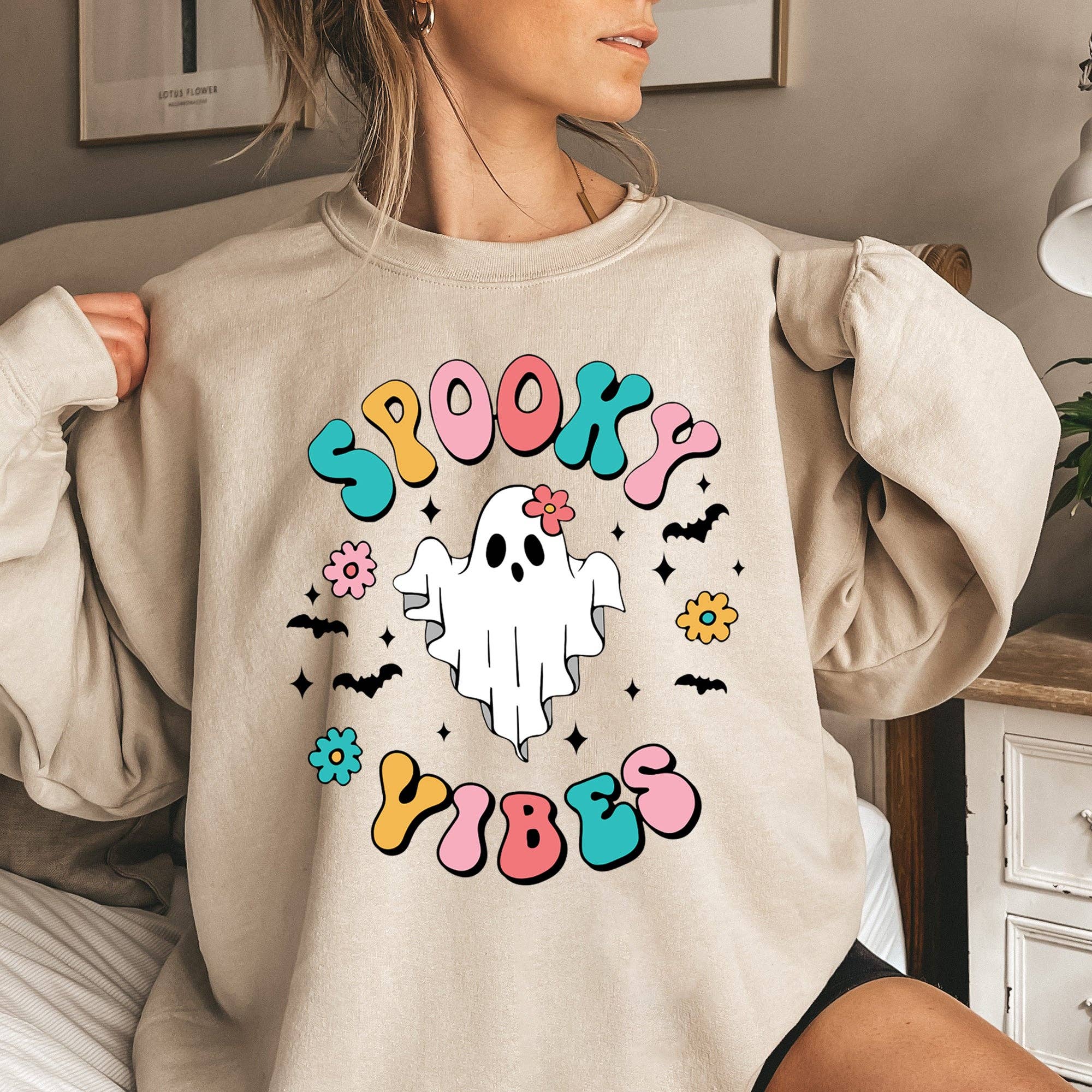Spooky Vibes Vintage Halloween Sweatshirt T-Shirts, Hoodie | PodTeesHub.com