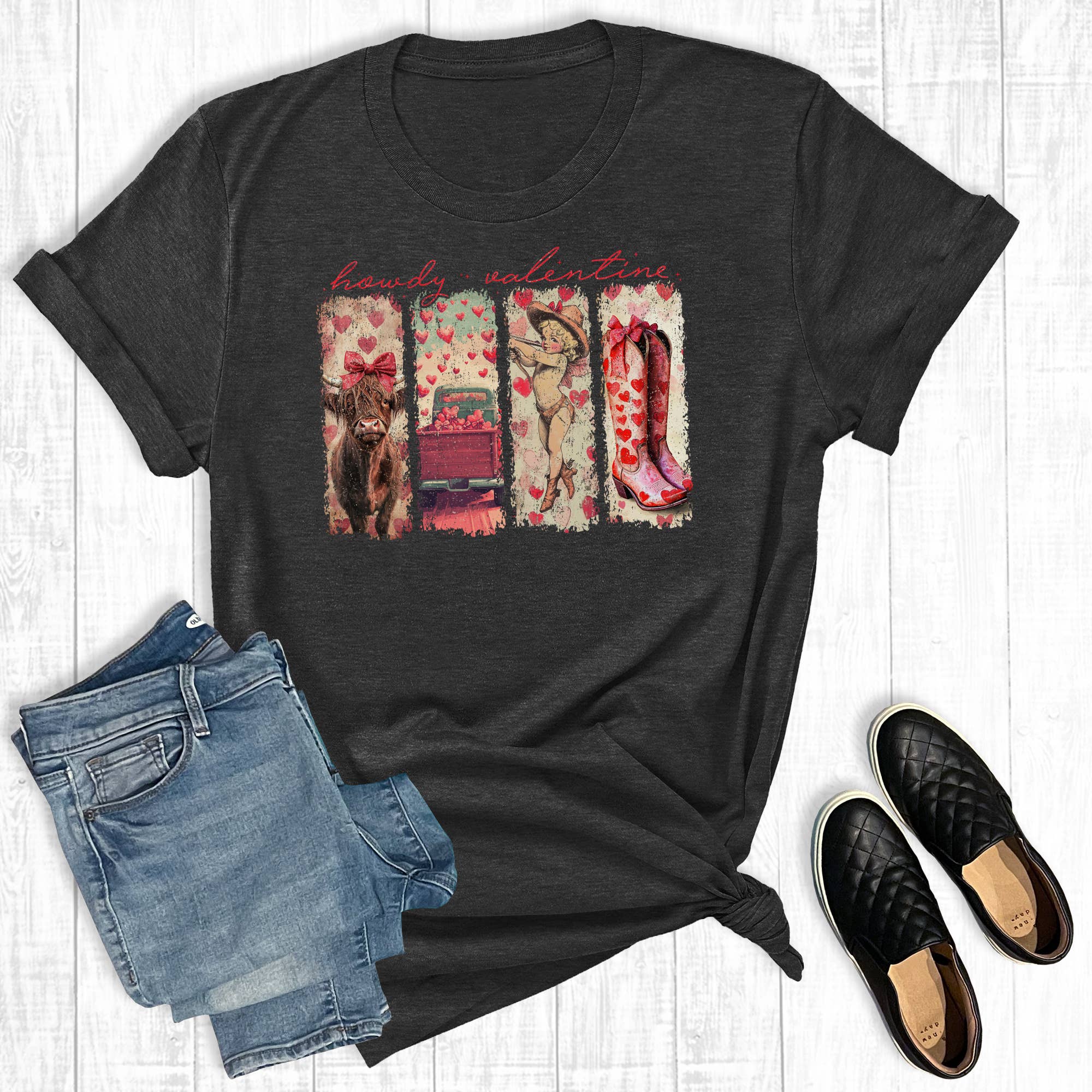Retro Howdy Valentine Graphic Tee Hoodie, Sweatshirt | PodTeesHub.com