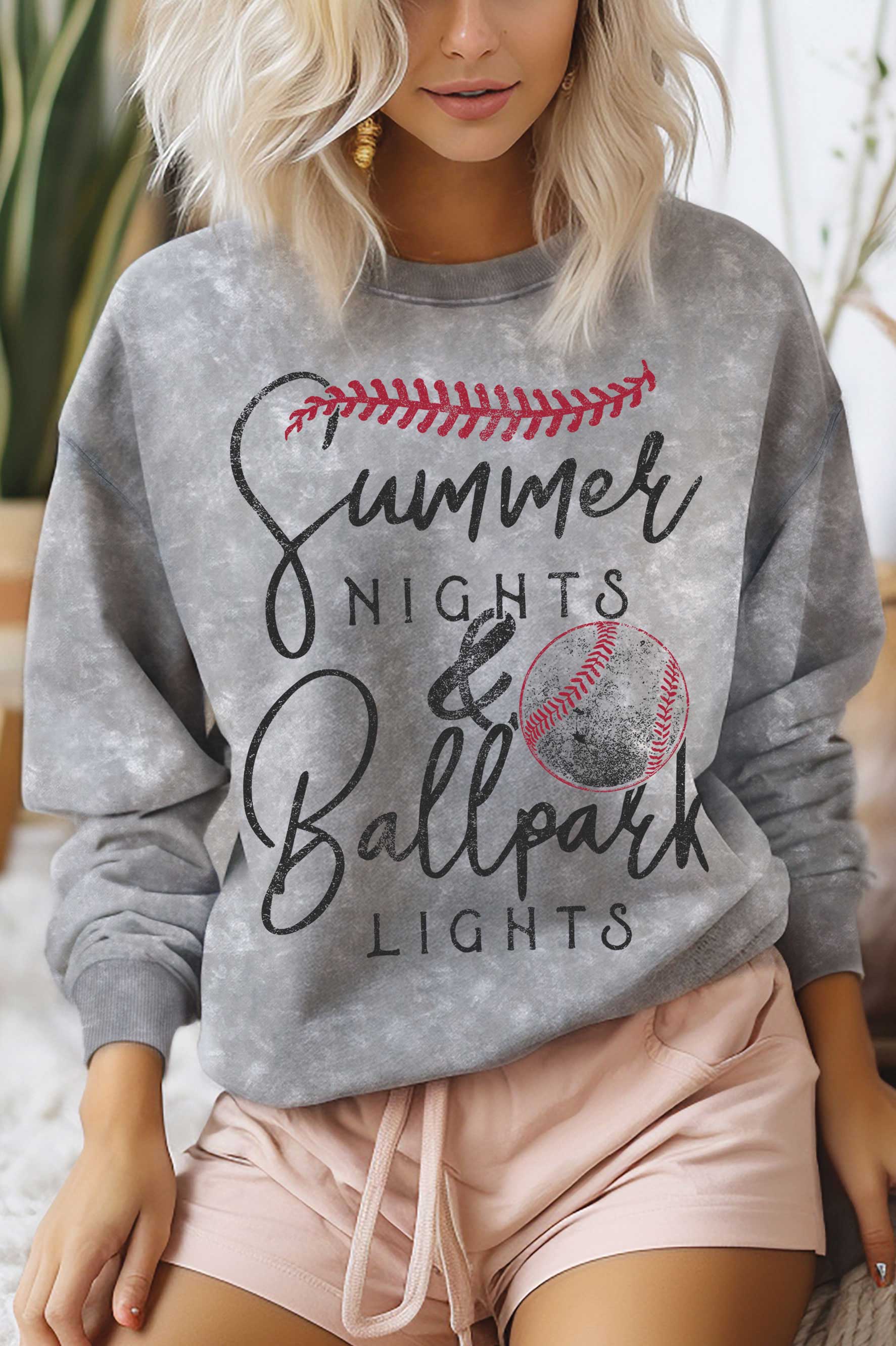 Summer & Ballpark Baseball Graphic Mineral Brush Sweatshirt T-Shirts, Hoodie | PodTeesHub.com